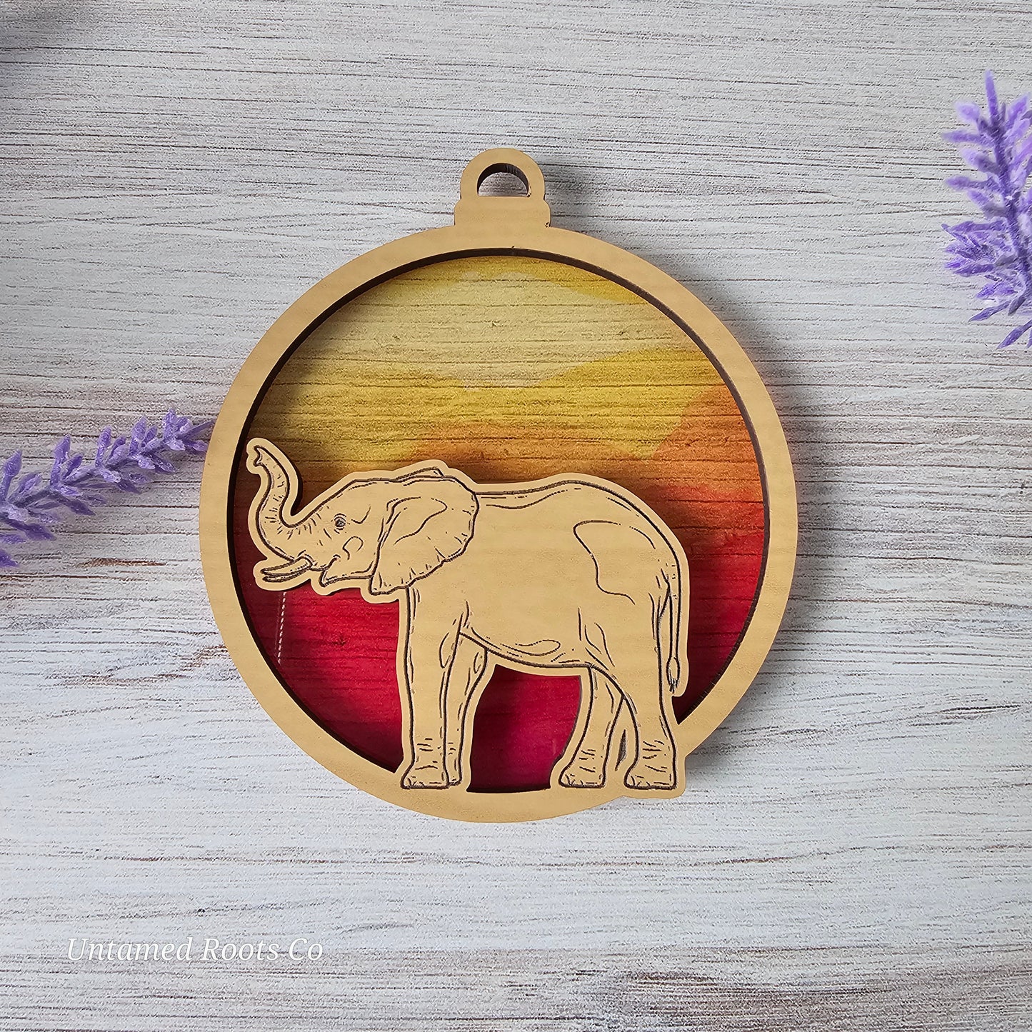 Elephant Suncatcher Ornament - Translucent Sunrise
