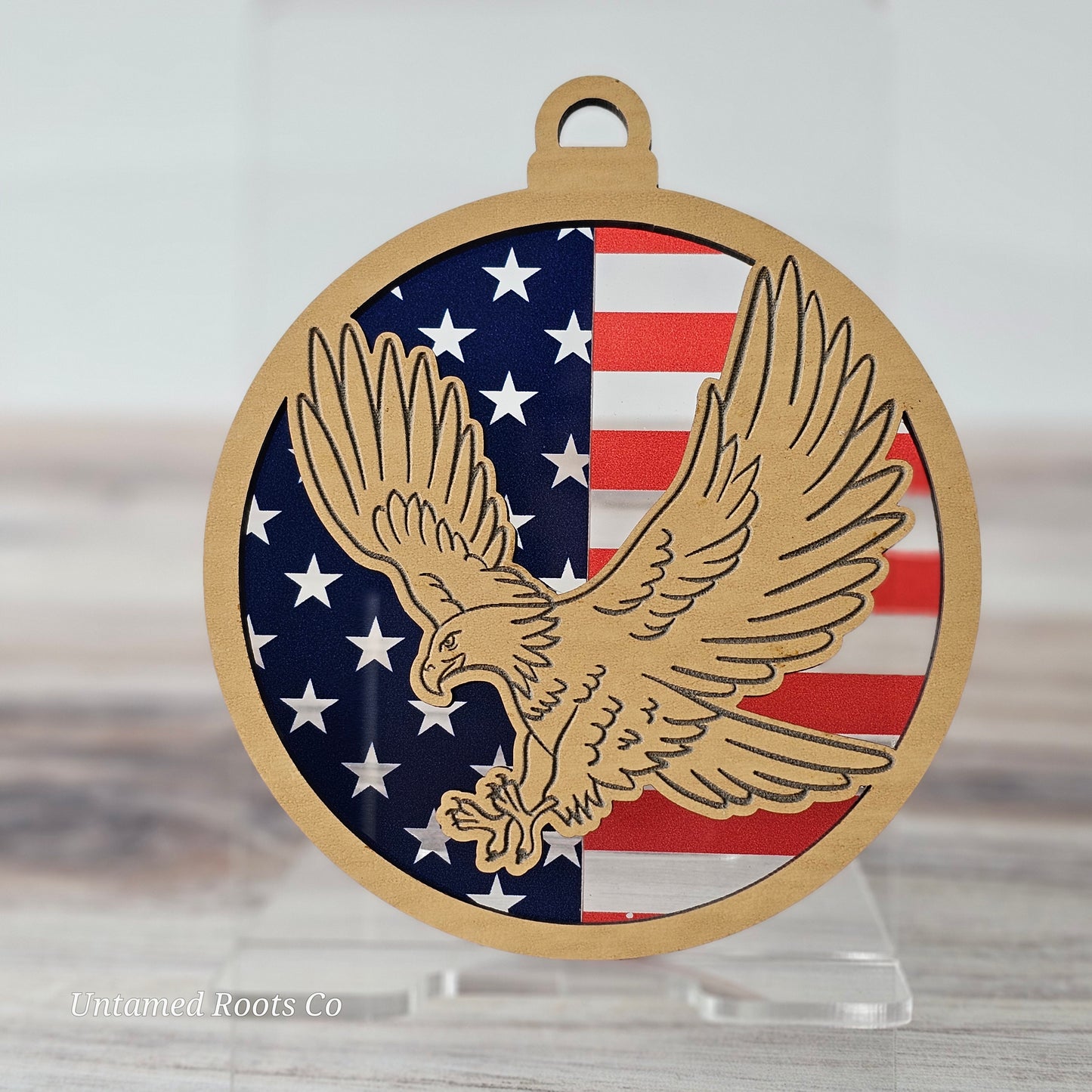 Eagle Suncatcher Ornament - Translucent Stars & Stripes