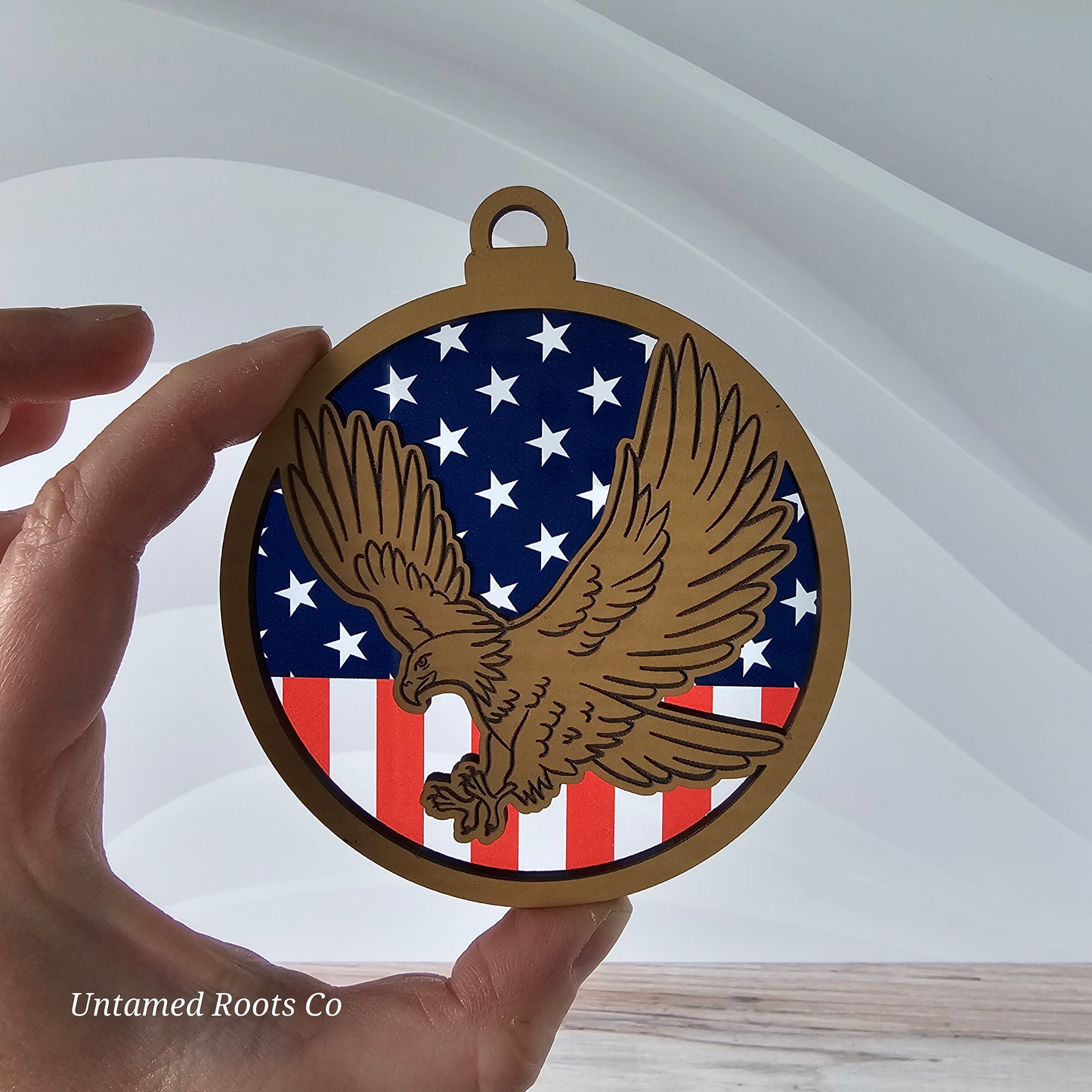 Eagle Suncatcher Ornament - Translucent Stars & Stripes