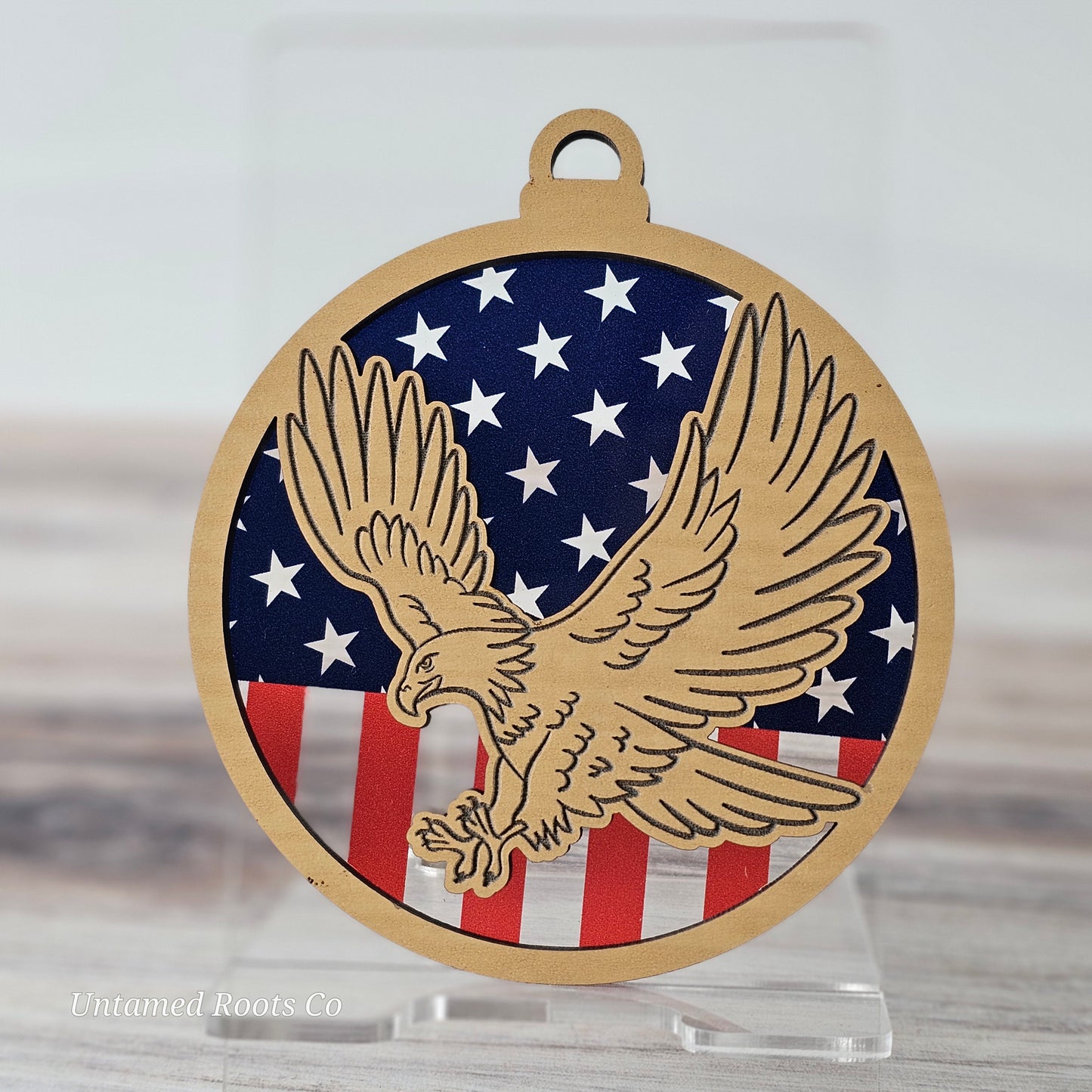 Eagle Suncatcher Ornament - Translucent Stars & Stripes