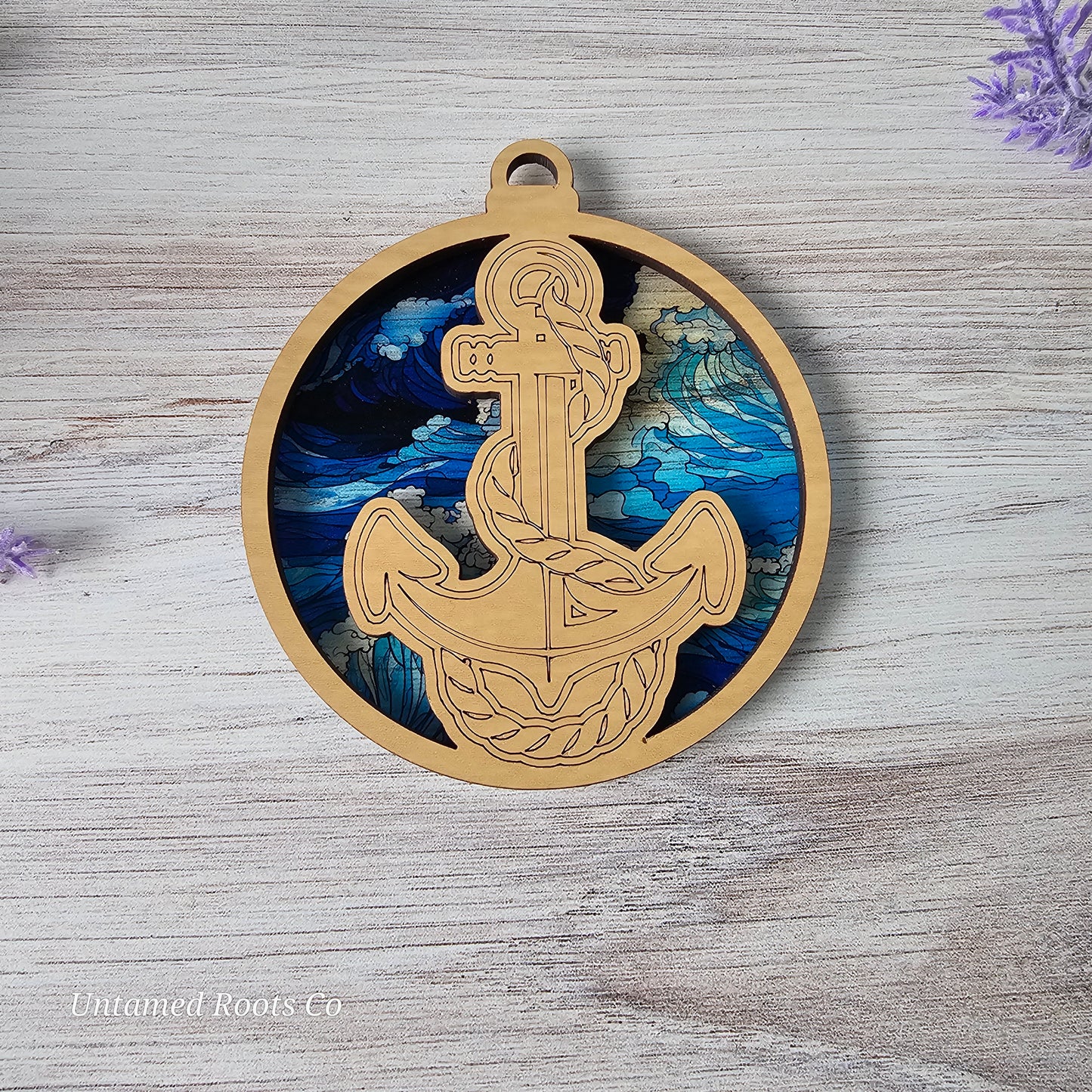 Anchor Suncatcher Ornament - Translucent Waves