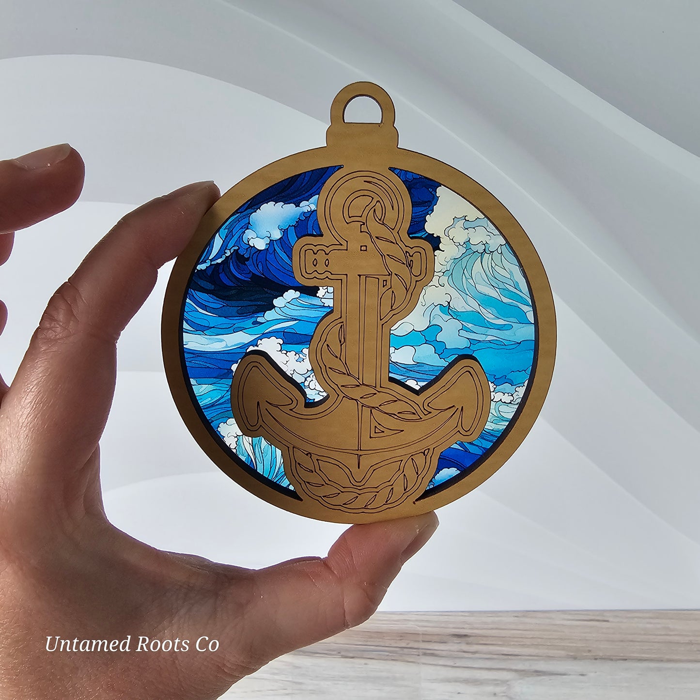 Anchor Suncatcher Ornament - Translucent Waves