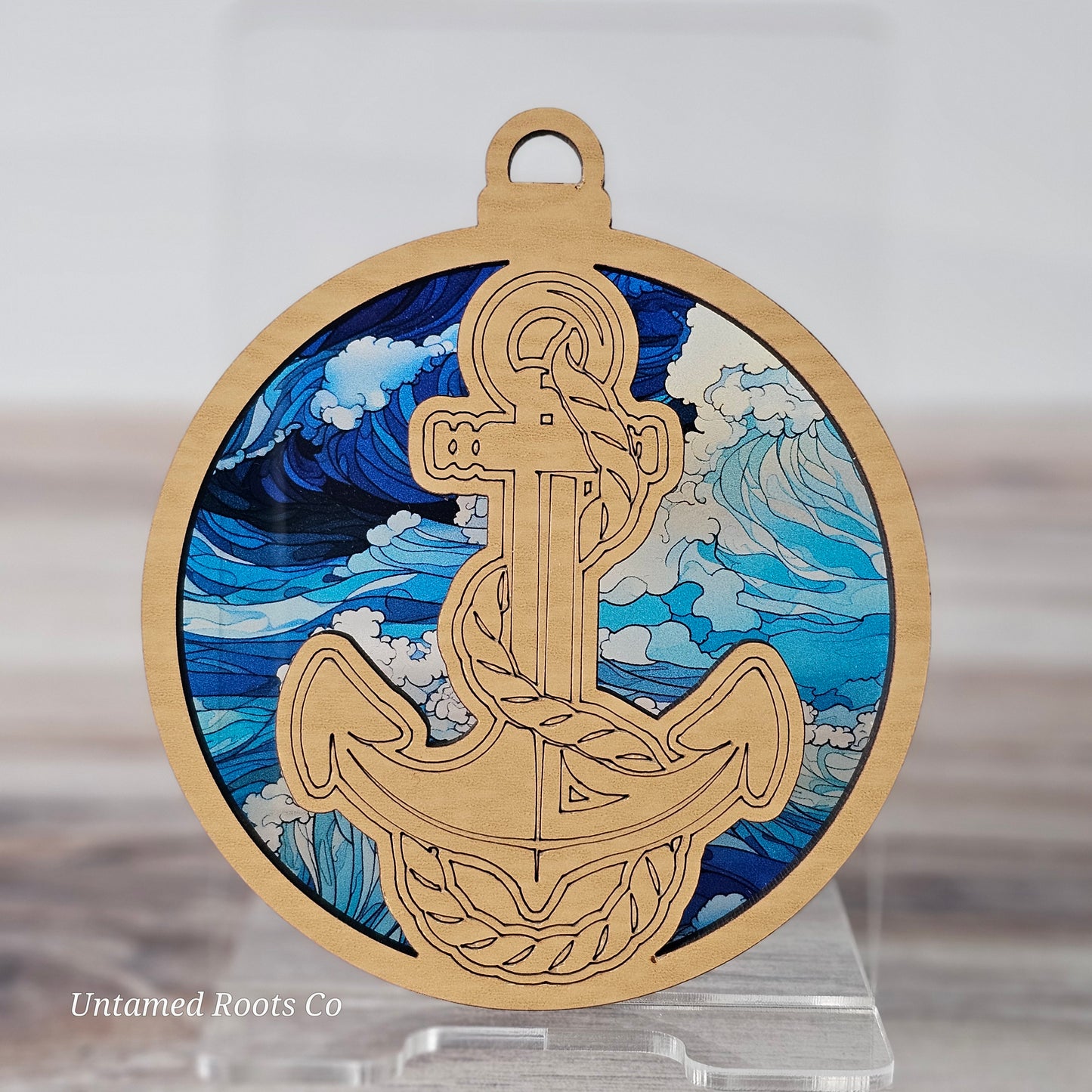 Anchor Suncatcher Ornament - Translucent Waves