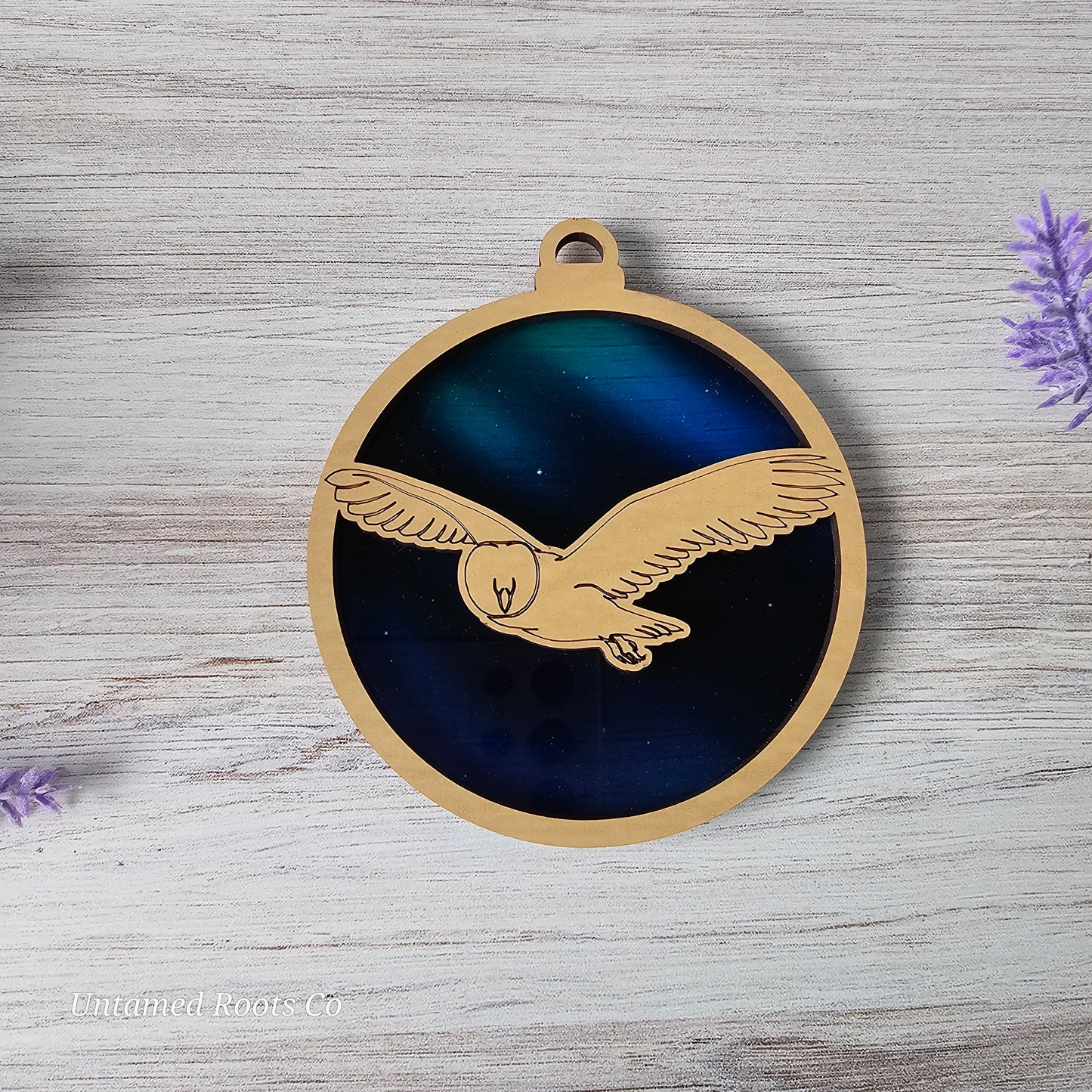 Owl Suncatcher Ornament - Translucent Northern Lights