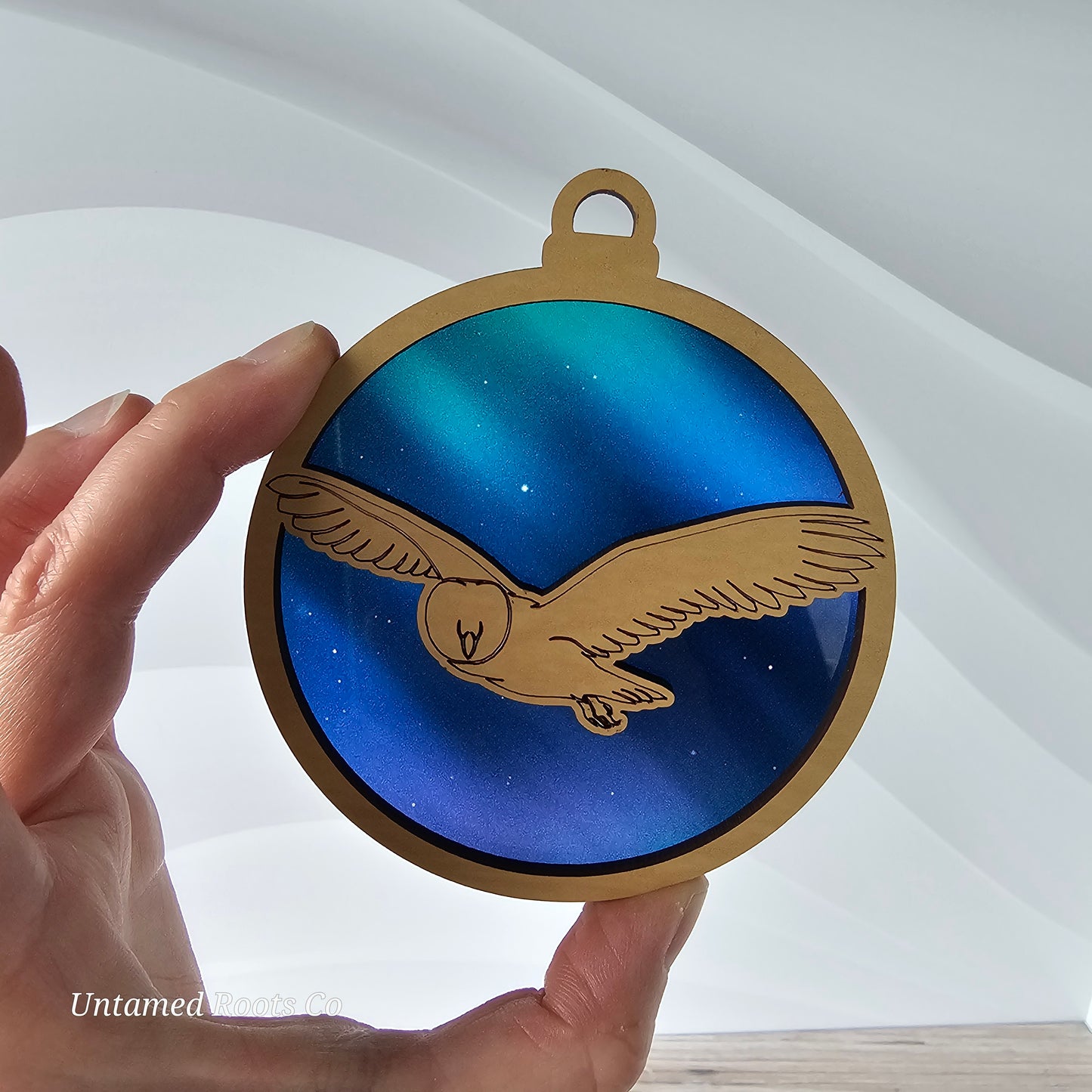 Owl Suncatcher Ornament - Translucent Northern Lights