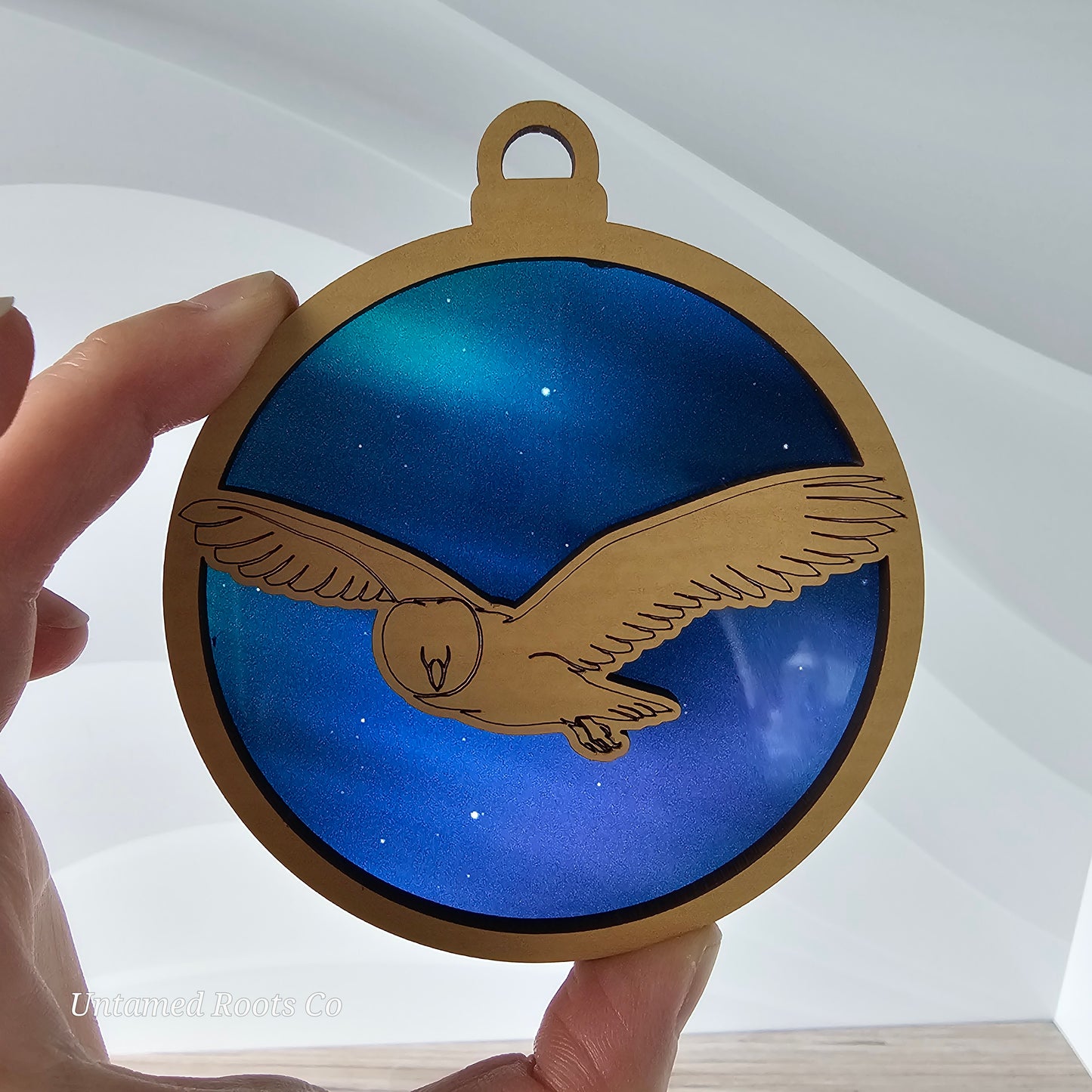 Owl Suncatcher Ornament - Translucent Northern Lights