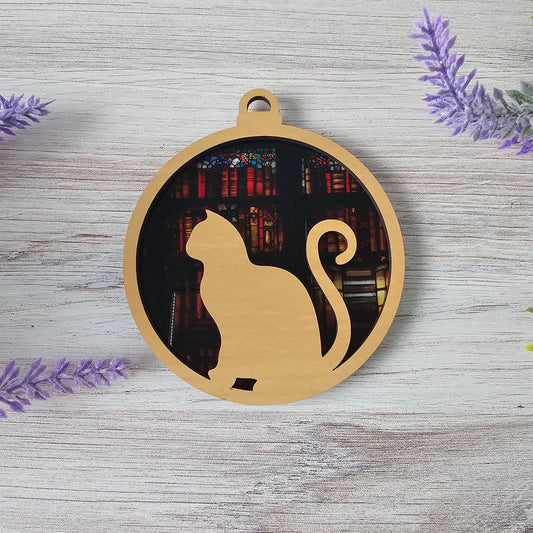 Cat Suncatcher Ornament - Translucent Library