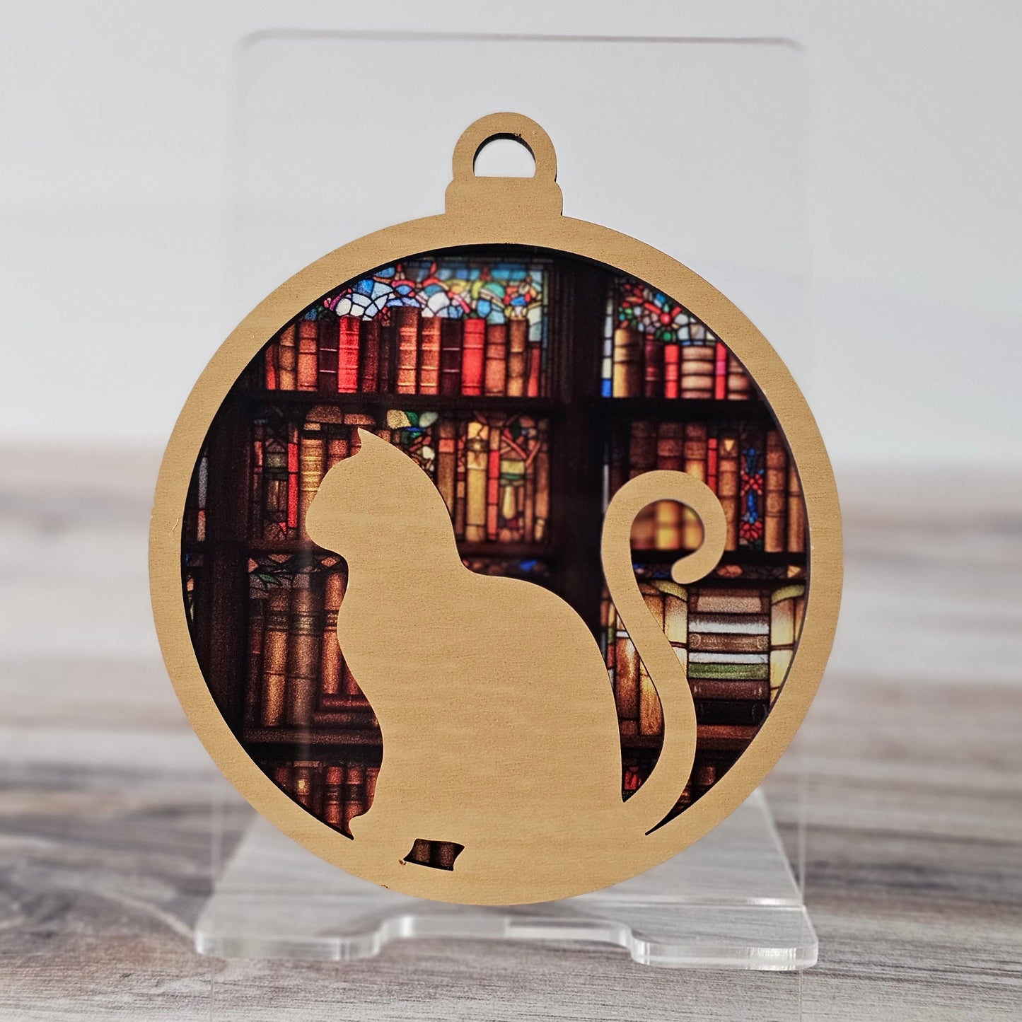 Cat Suncatcher Ornament - Translucent Library