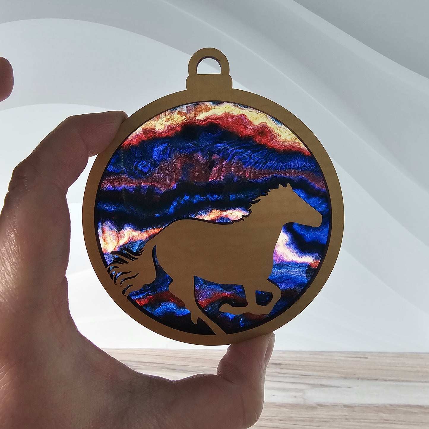 Horse Suncatcher Ornament - Translucent Abstract Geode