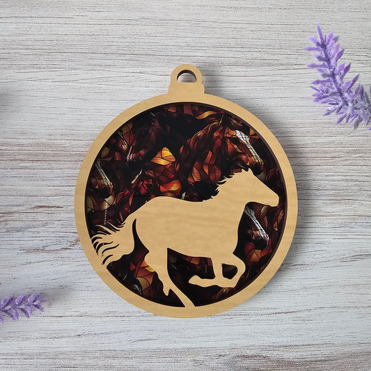 Horse Suncatcher Ornament - Translucent Stained Glass Horses