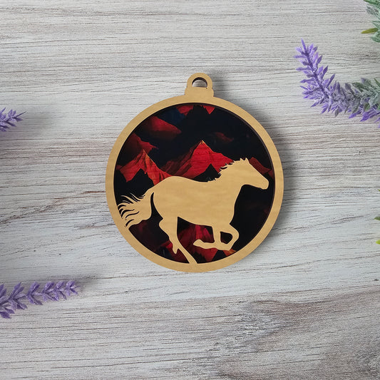 Horse Suncatcher Ornament - Translucent Bold Mountains