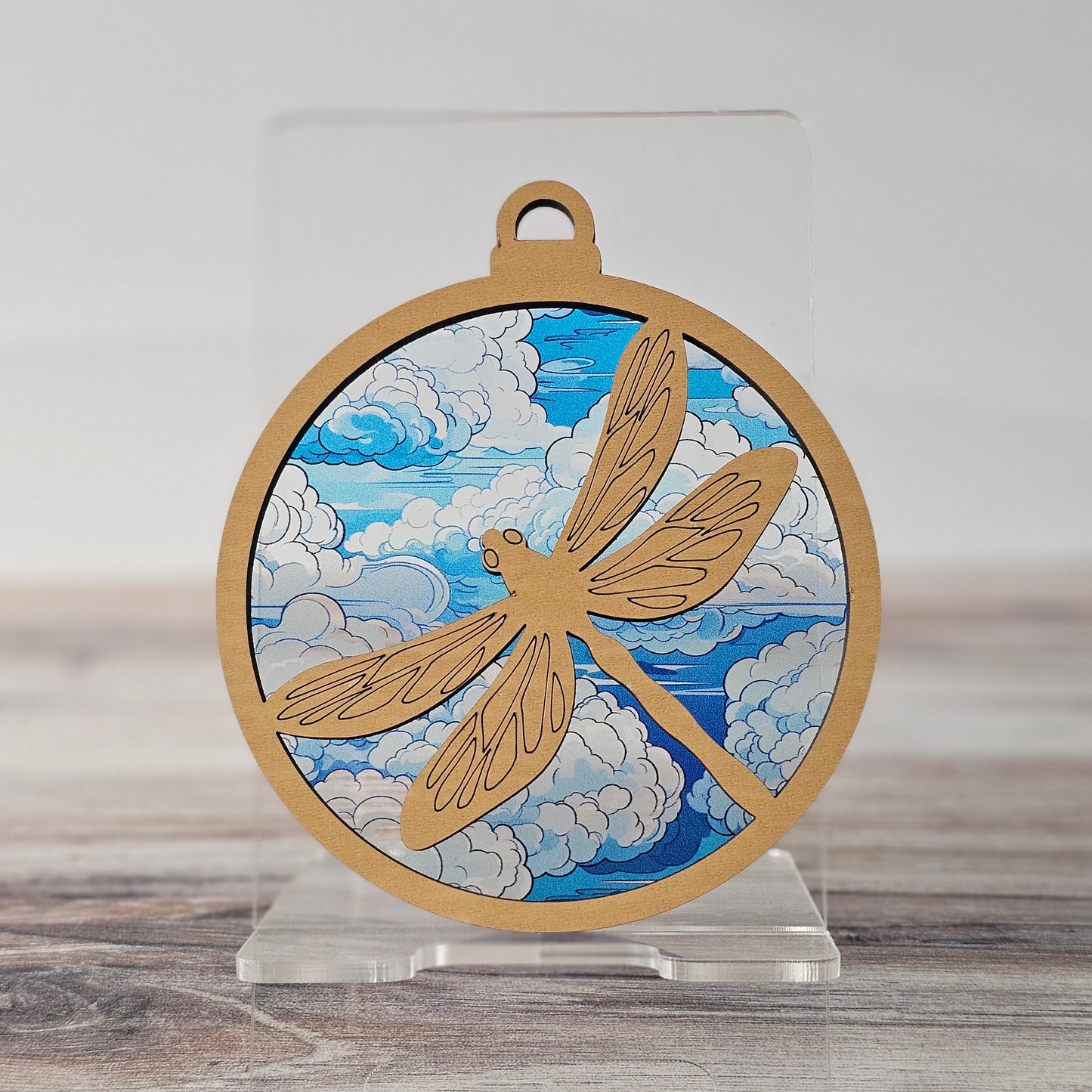 Dragonfly Suncatcher Ornament - Translucent Clouds