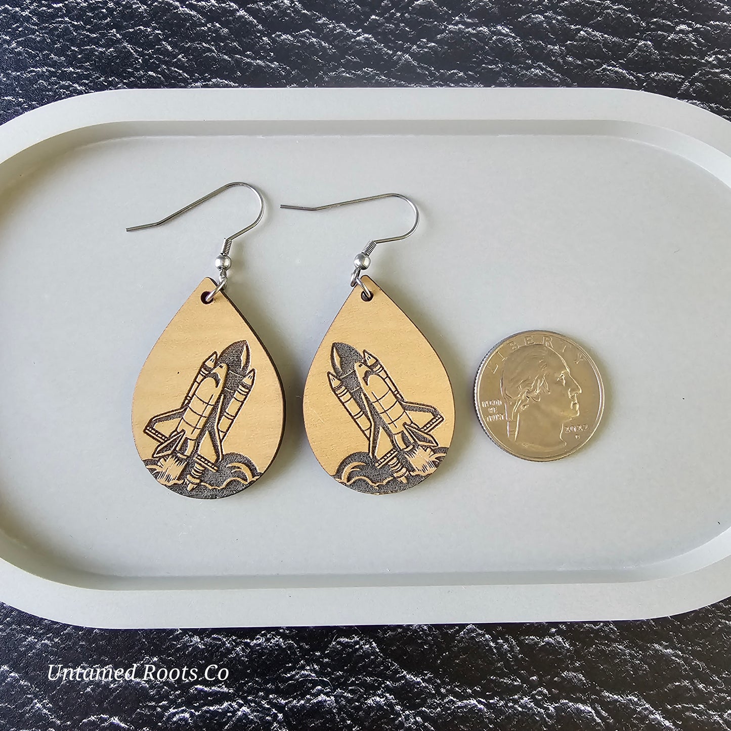 Wooden Space Shuttle Earrings