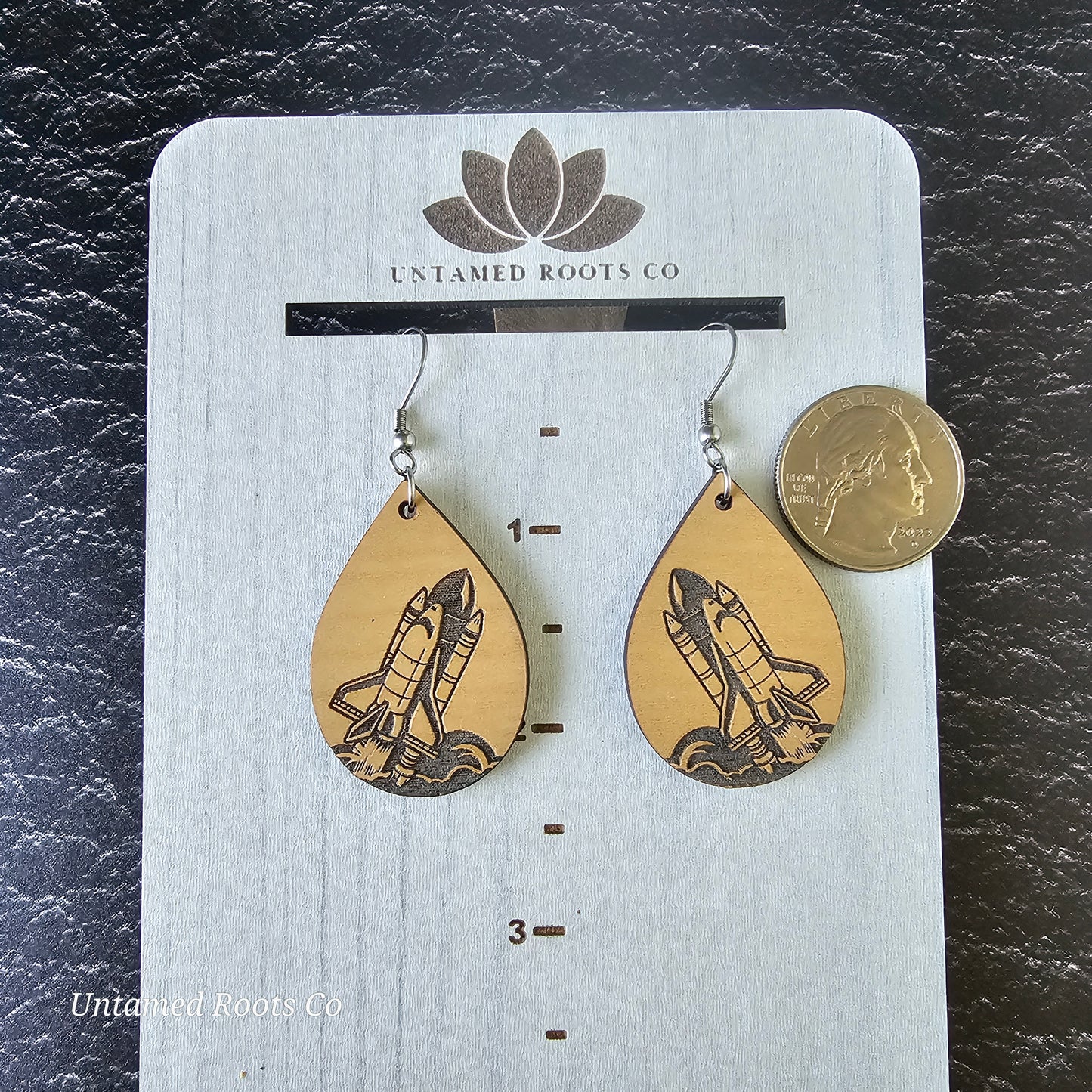 Wooden Space Shuttle Earrings