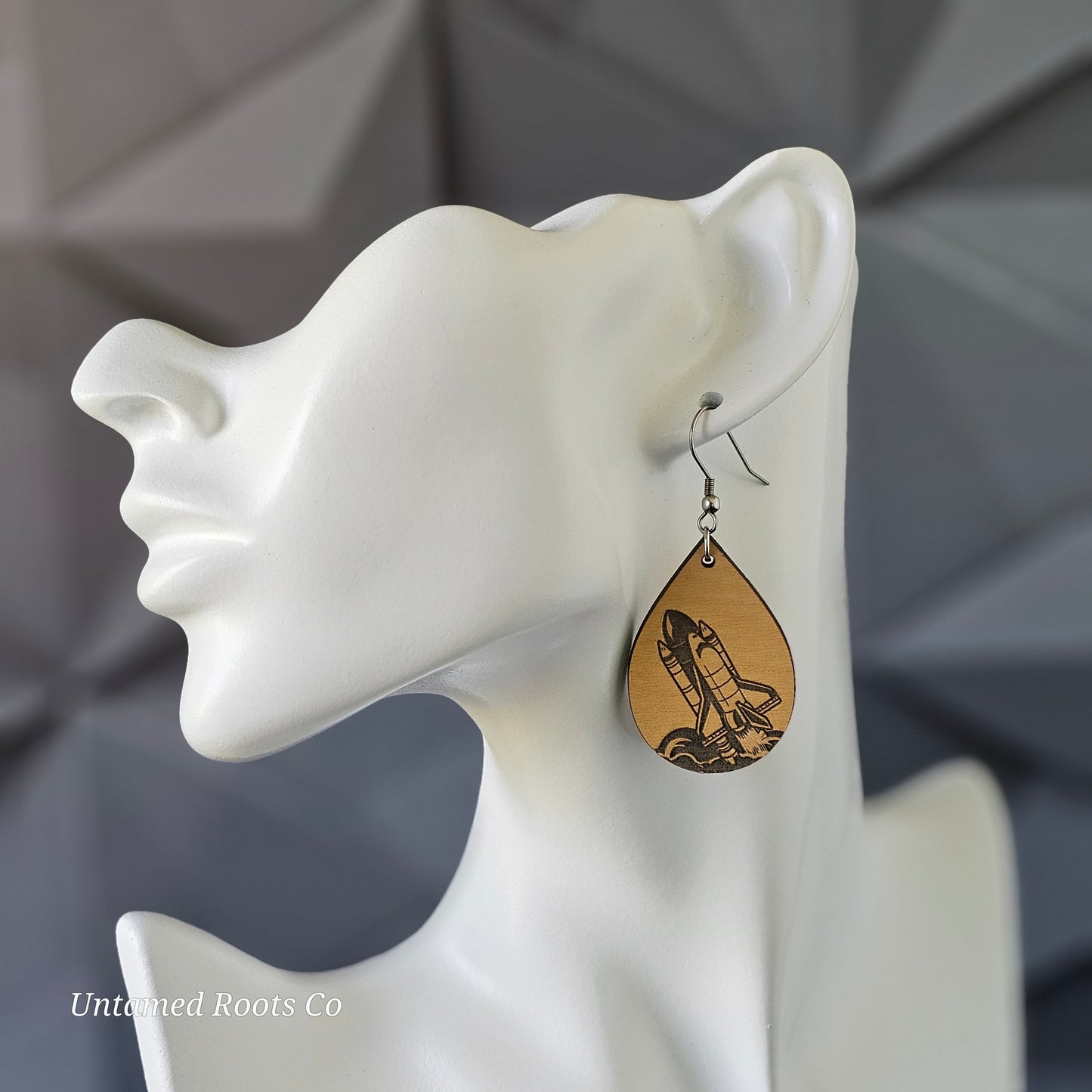 Wooden Space Shuttle Earrings