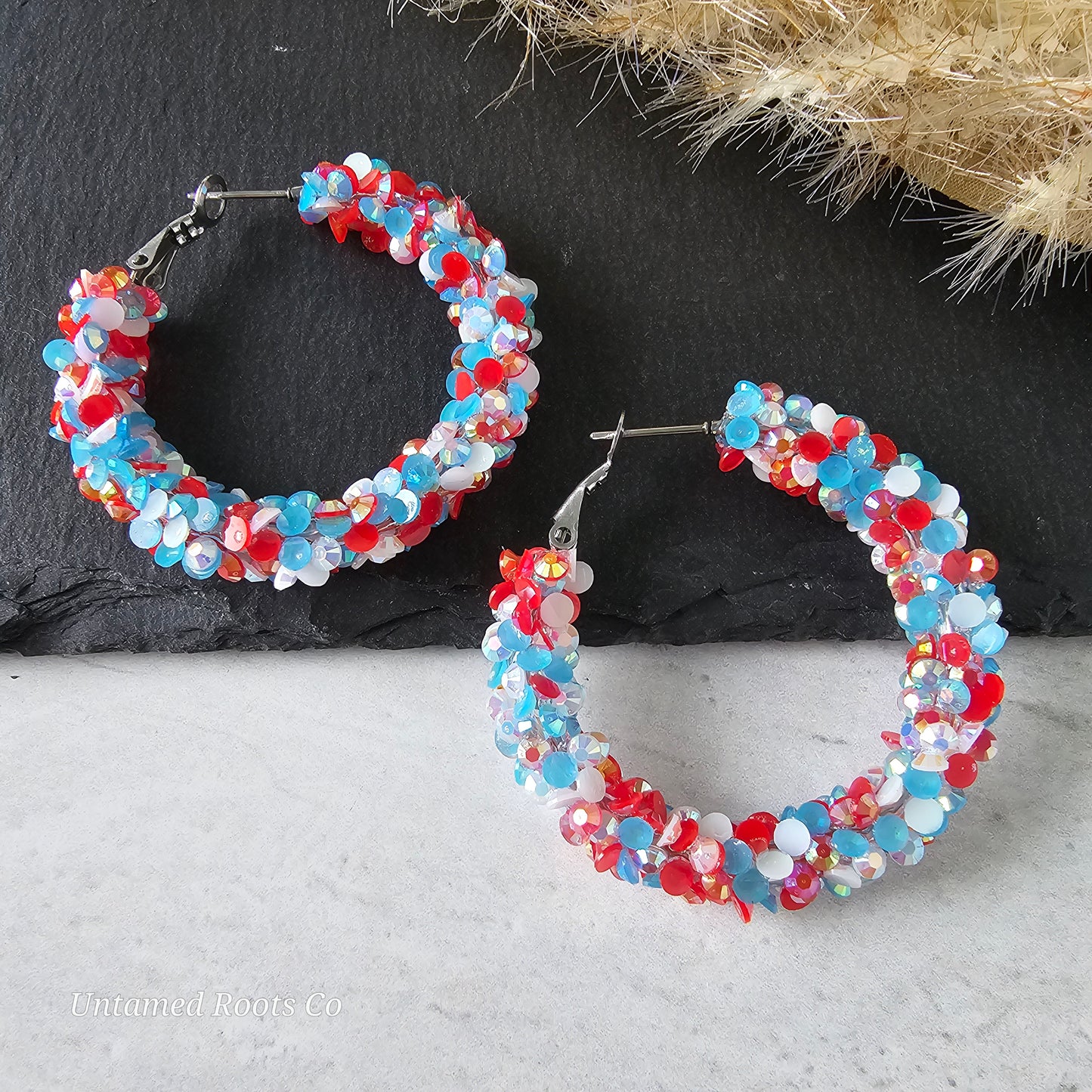 Patriotic Super Chunky Glitter Hoops (2 sizes)