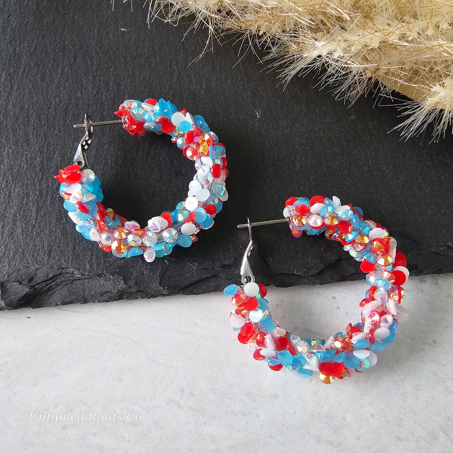 Patriotic Super Chunky Glitter Hoops