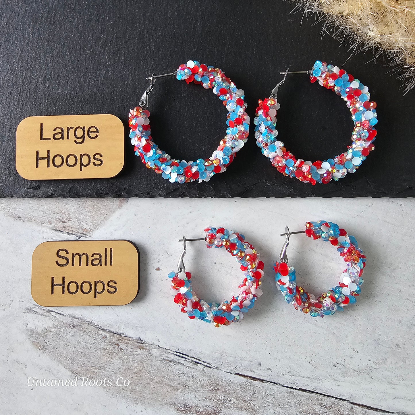 Patriotic Super Chunky Glitter Hoops (2 sizes)