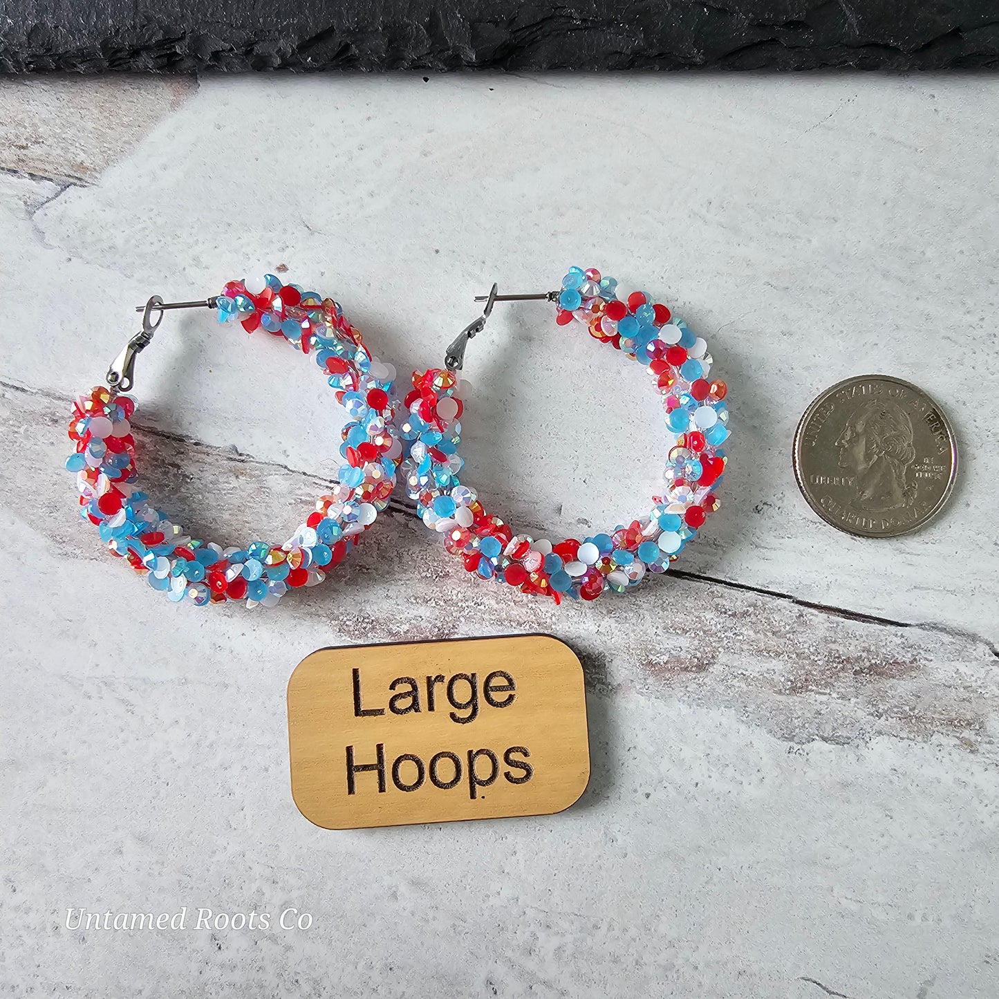 Patriotic Super Chunky Glitter Hoops