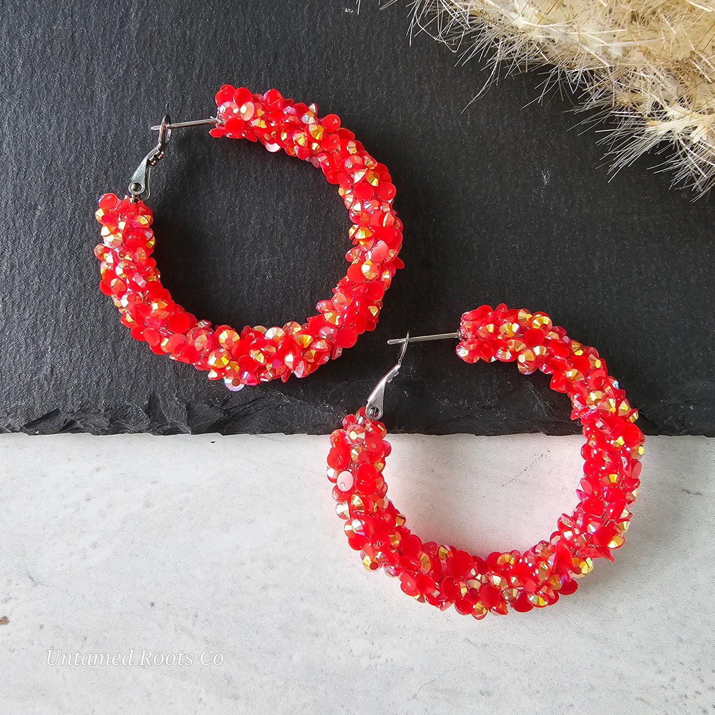 Red Super Chunky Glitter Hoops (2 sizes)