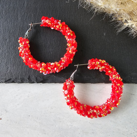 Red Super Chunky Glitter Hoops