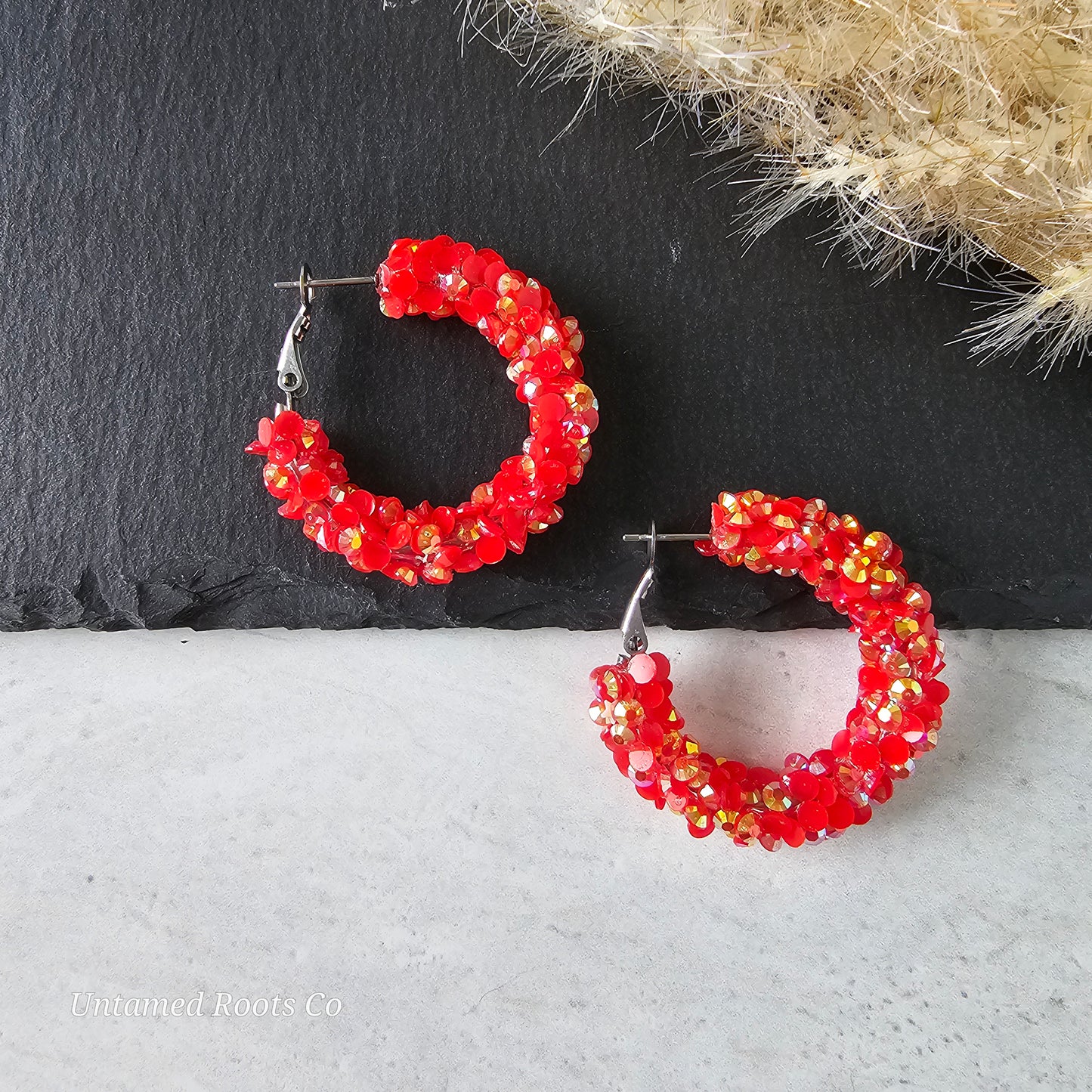 Red Super Chunky Glitter Hoops (2 sizes)