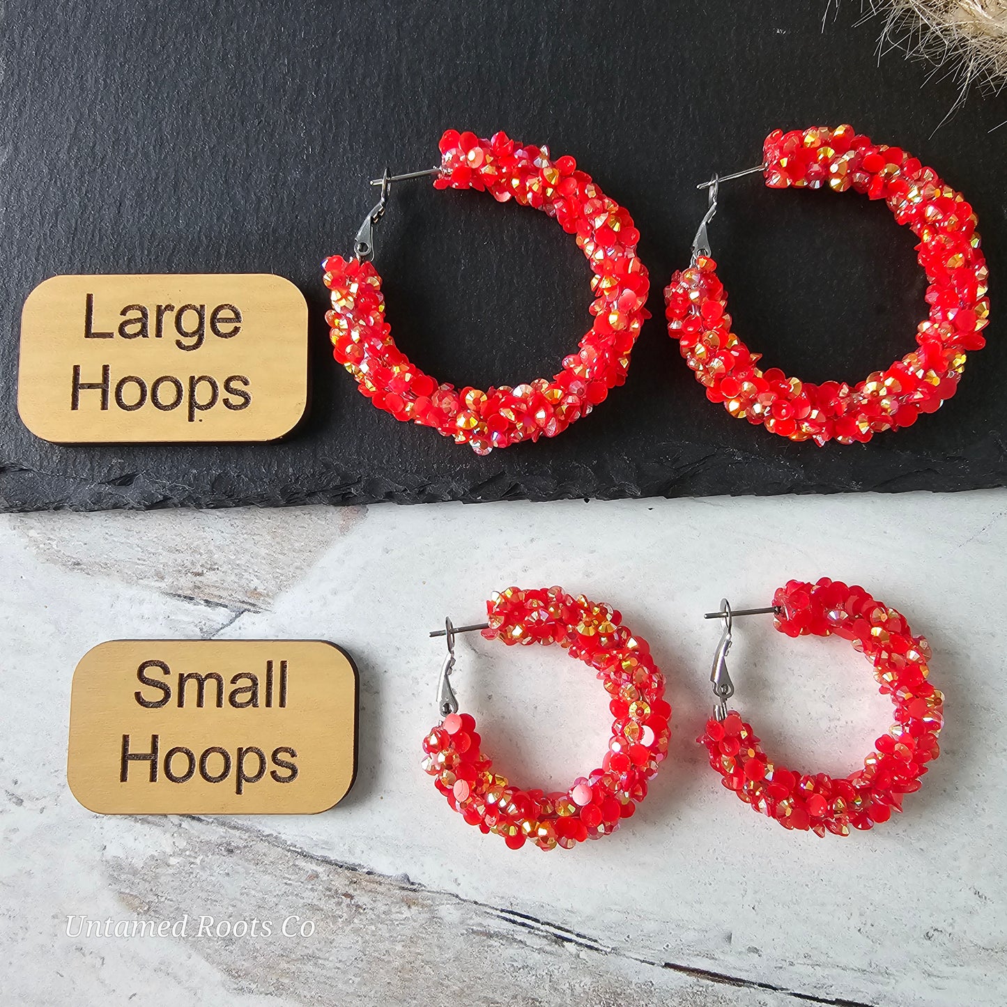 Red Super Chunky Glitter Hoops (2 sizes)