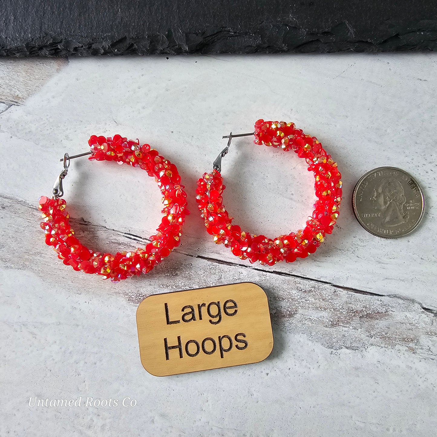 Red Super Chunky Glitter Hoops (2 sizes)