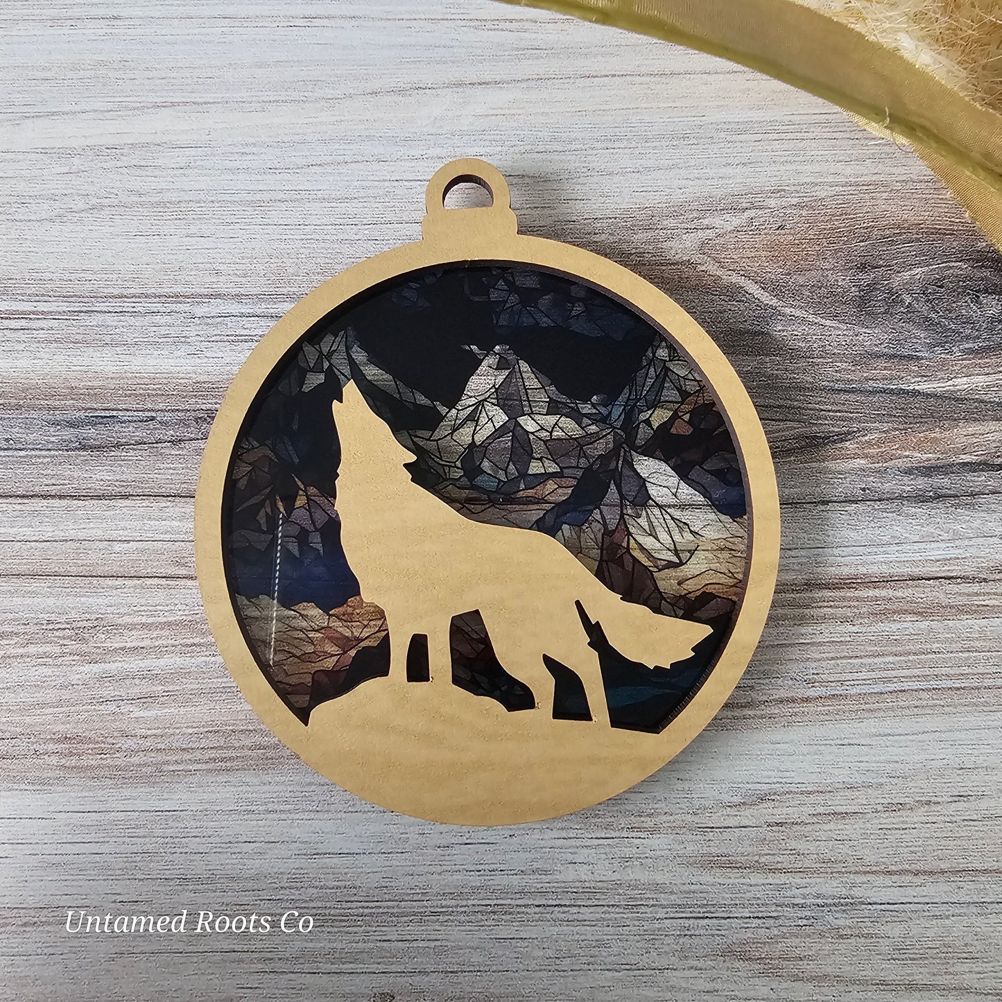 Wolf Suncatcher Ornament - Translucent Mountains