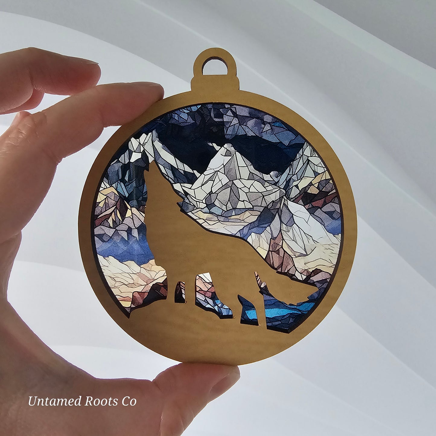 Wolf Suncatcher Ornament - Translucent Mountains