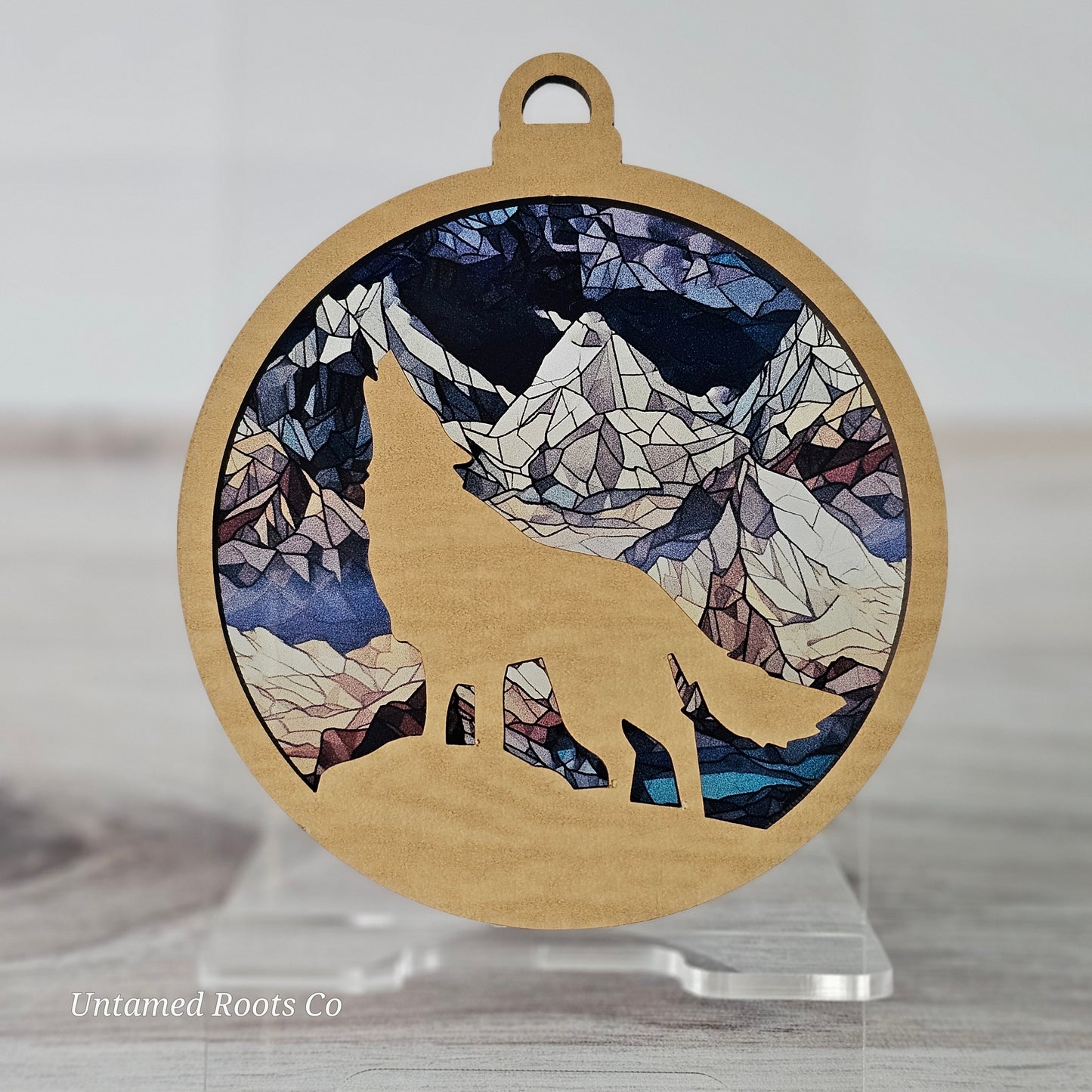 Wolf Suncatcher Ornament - Translucent Mountains