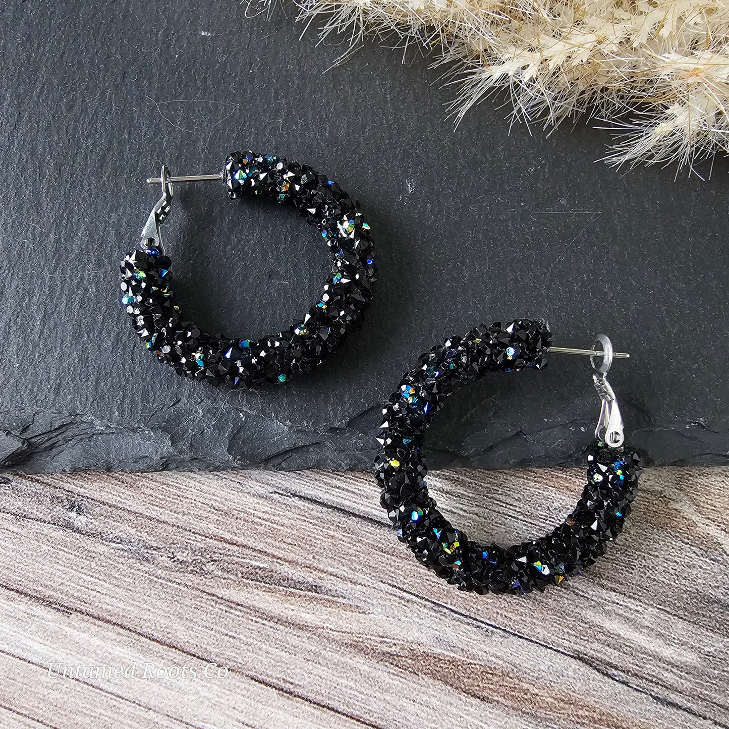 Black Chunky Glitter Hoops