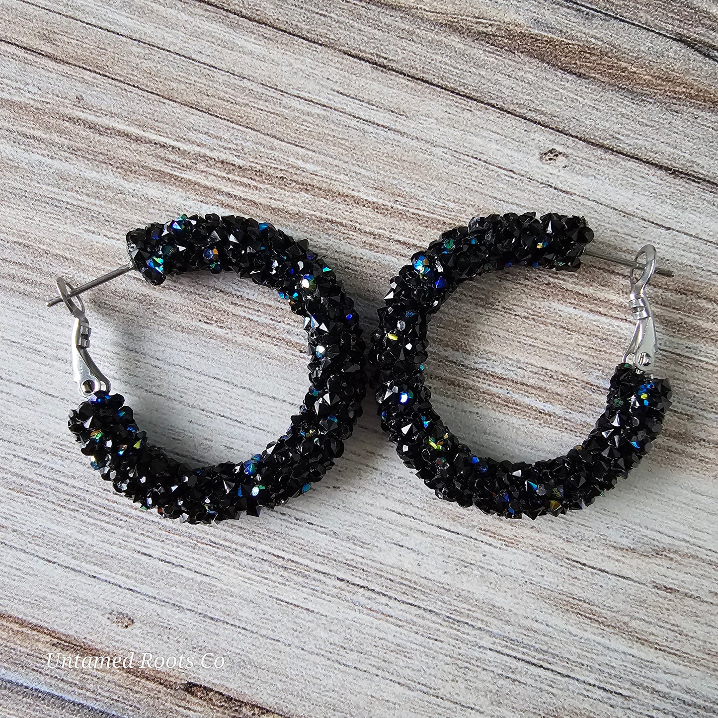 Black Chunky Glitter Hoops