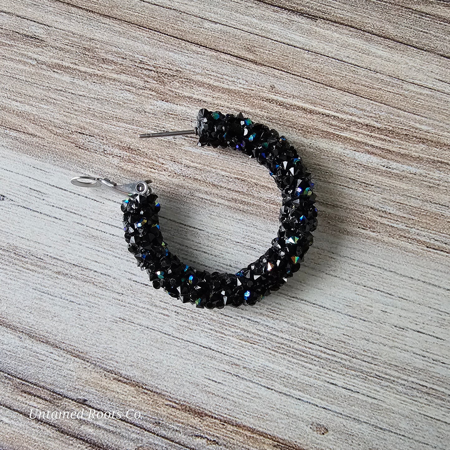 Black Chunky Glitter Hoops