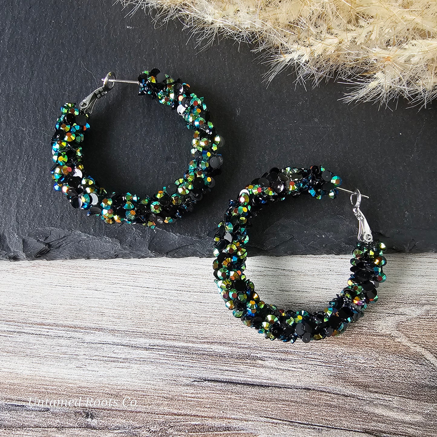 Midnight Super Chunky Glitter Hoops (2 sizes)