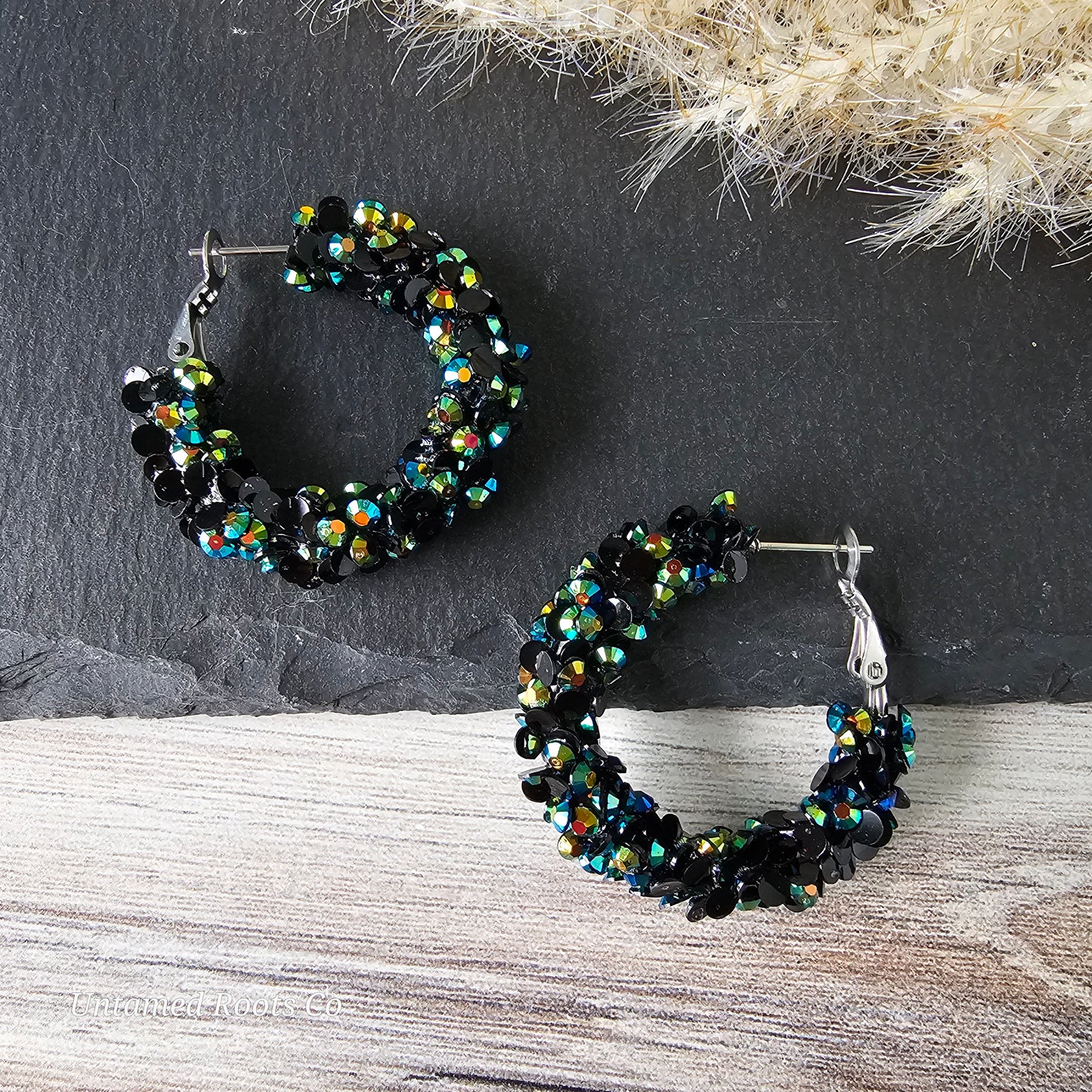 Midnight Super Chunky Glitter Hoops (2 sizes)