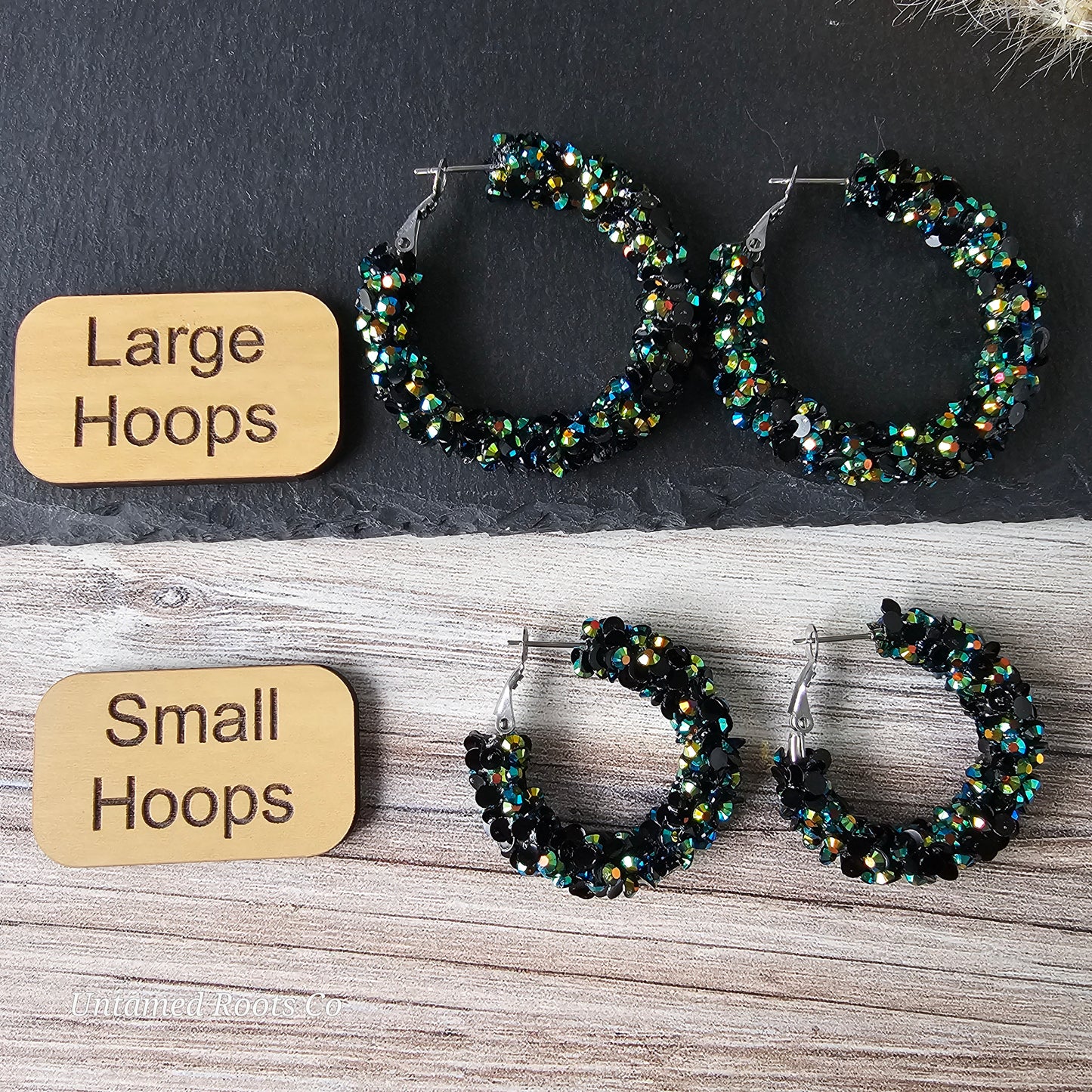 Midnight Super Chunky Glitter Hoops (2 sizes)