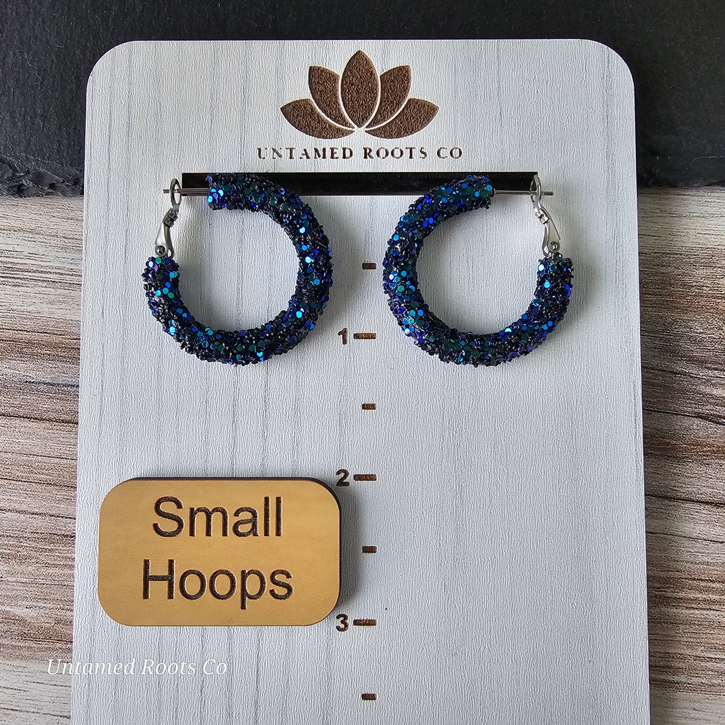 Iridescent Navy Glitter Hoops