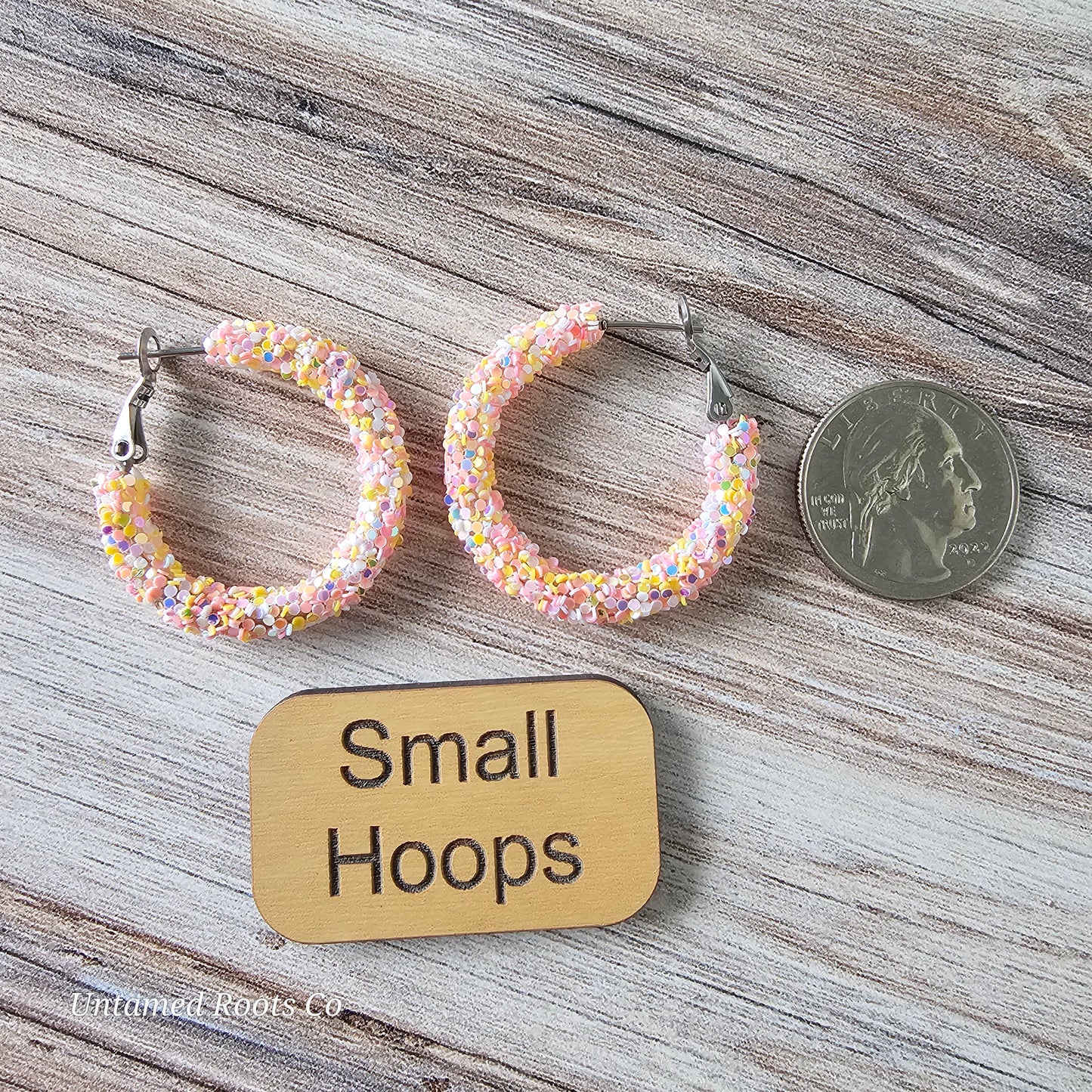 Peach Confetti Glitter Hoops