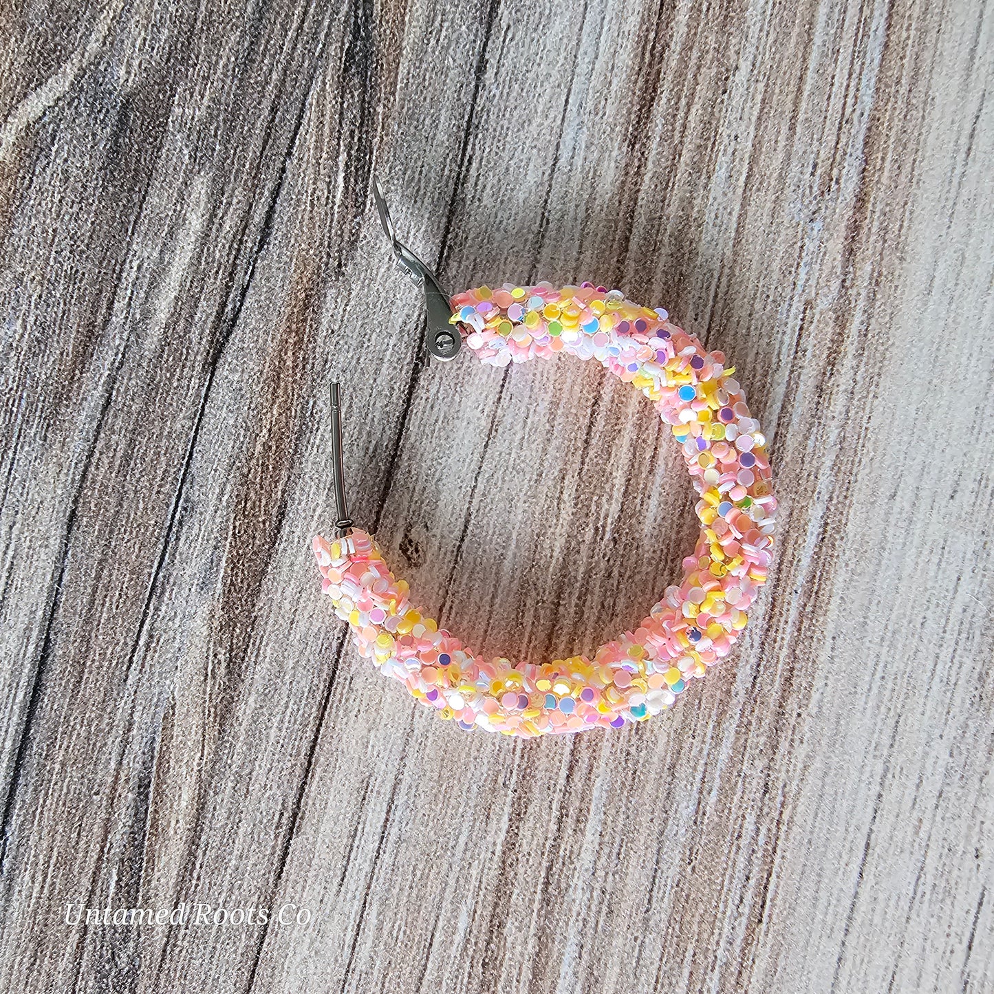 Peach Confetti Glitter Hoops