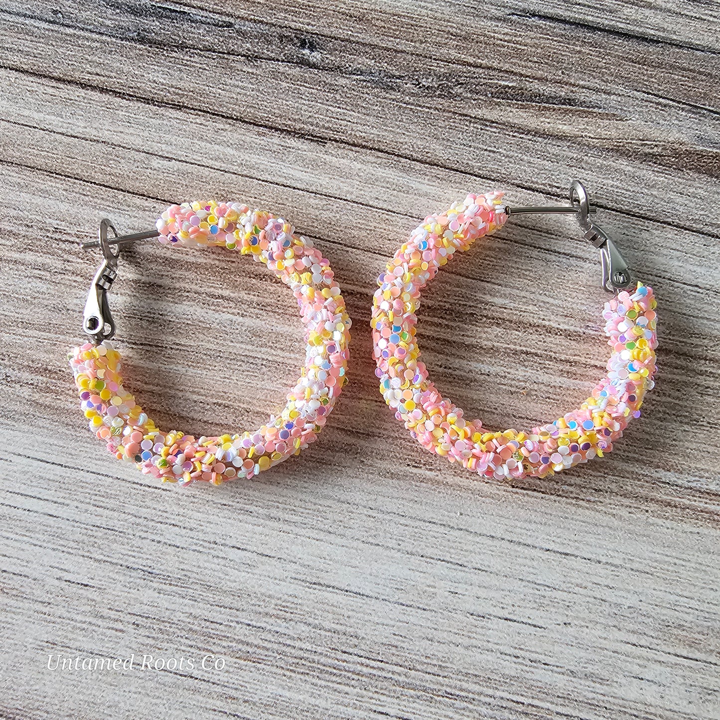 Peach Confetti Glitter Hoops