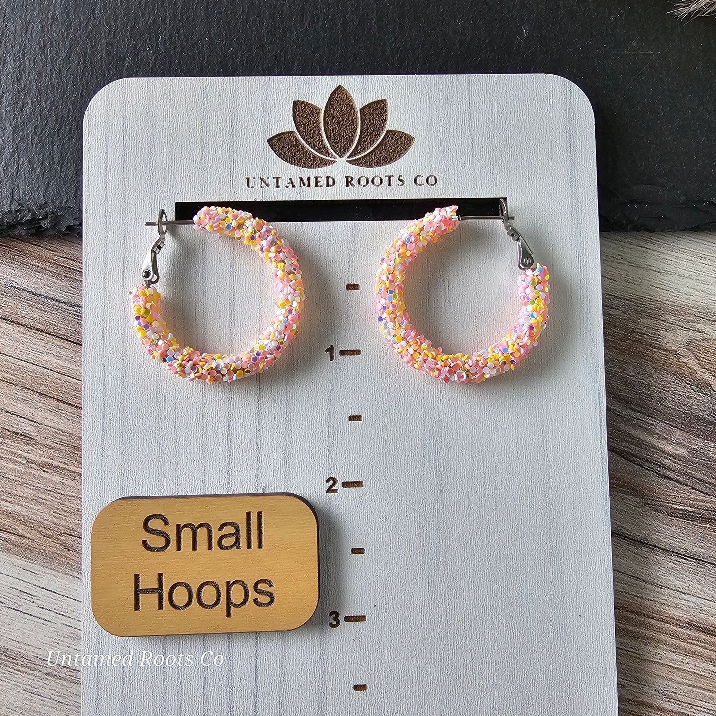 Peach Confetti Glitter Hoops