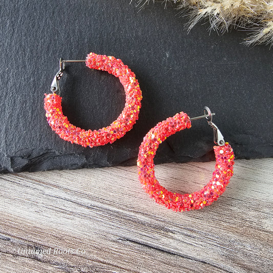 Watermelon Glitter Hoops