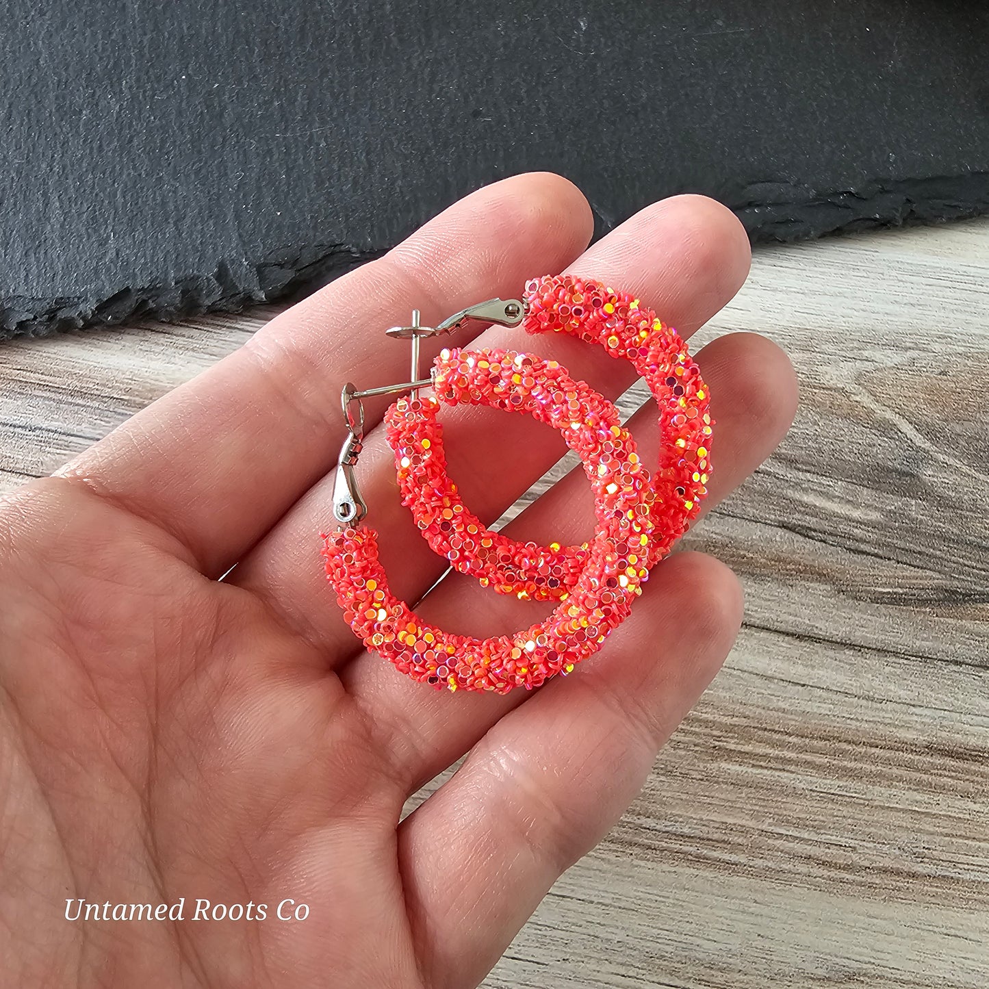 Watermelon Glitter Hoops