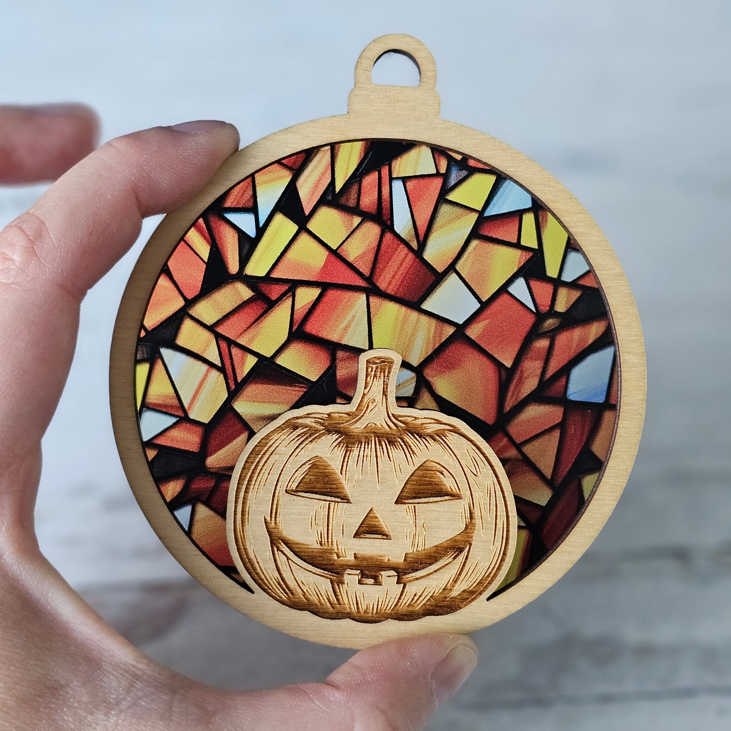 Jack-O-Lantern Suncatcher Ornament - Translucent Candy Corn