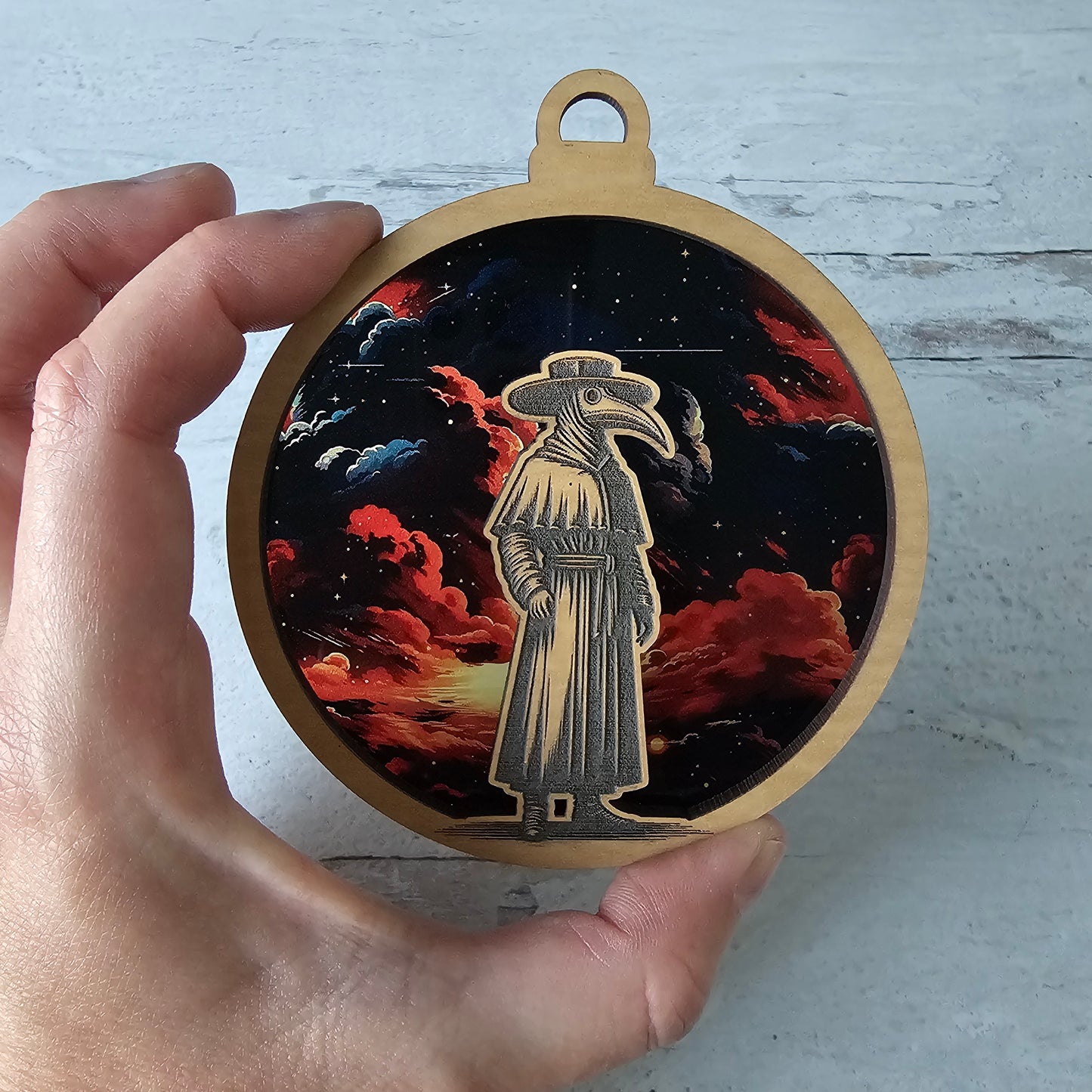 Plague Doctor Suncatcher Ornament - Translucent Apocalypse