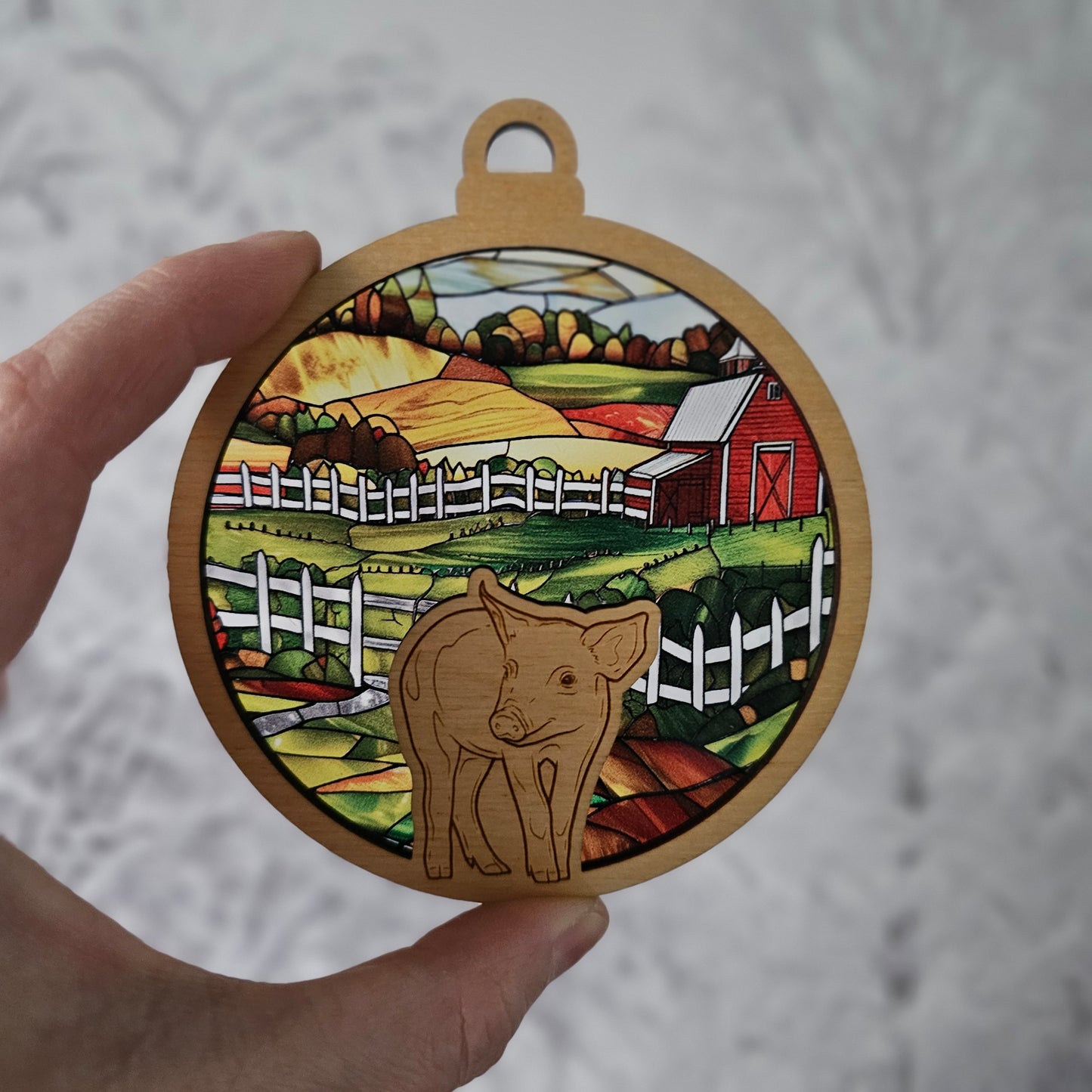 Pig Suncatcher Ornament - Translucent Farm