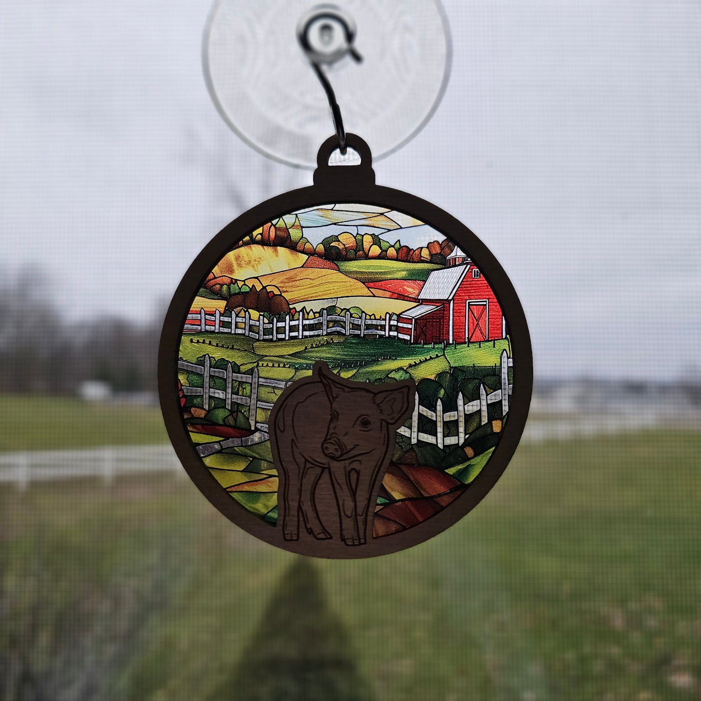 Pig Suncatcher Ornament - Translucent Farm