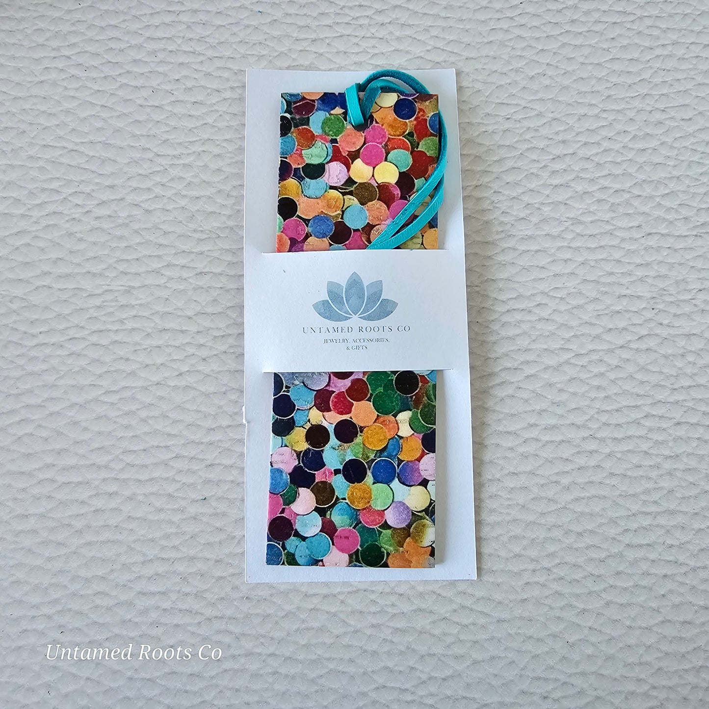 Colorful Confetti Leather Bookmark