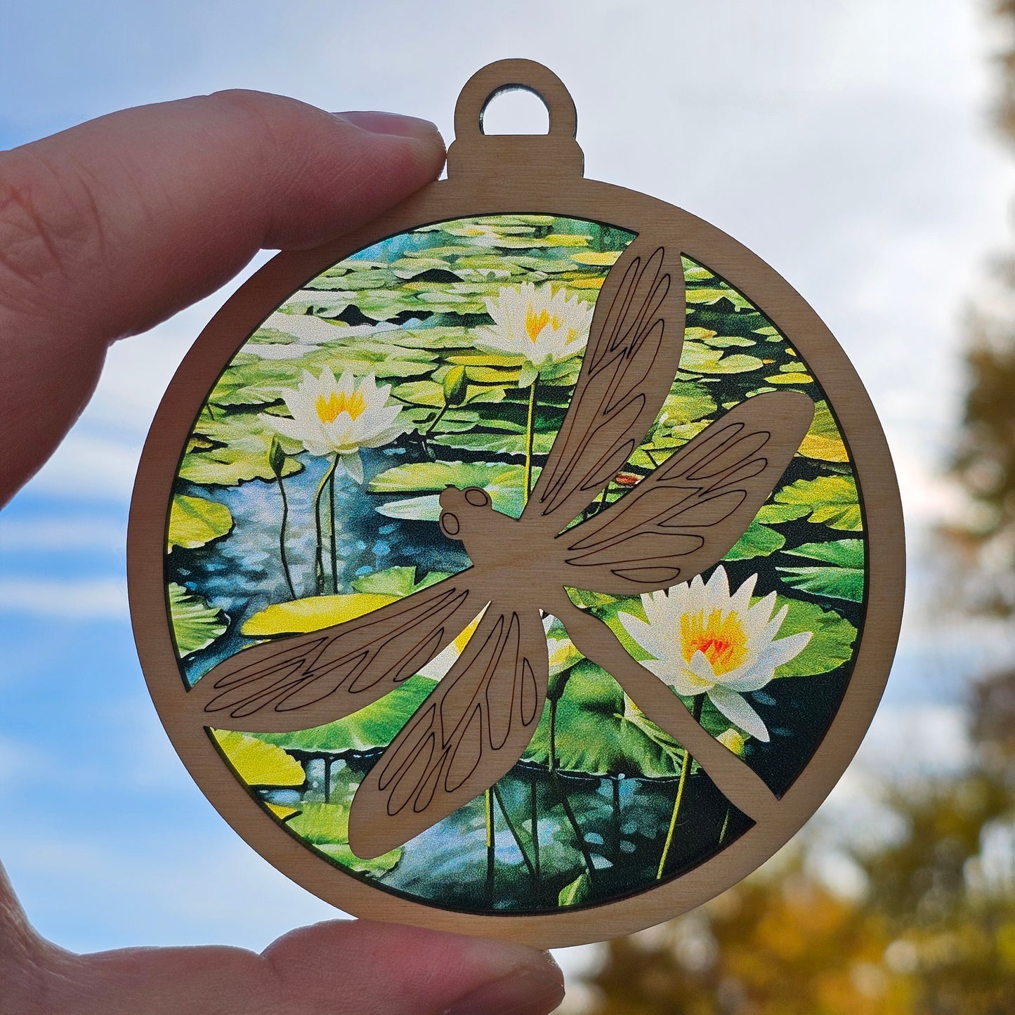 Dragonfly- Lily Pond (White Flowers)